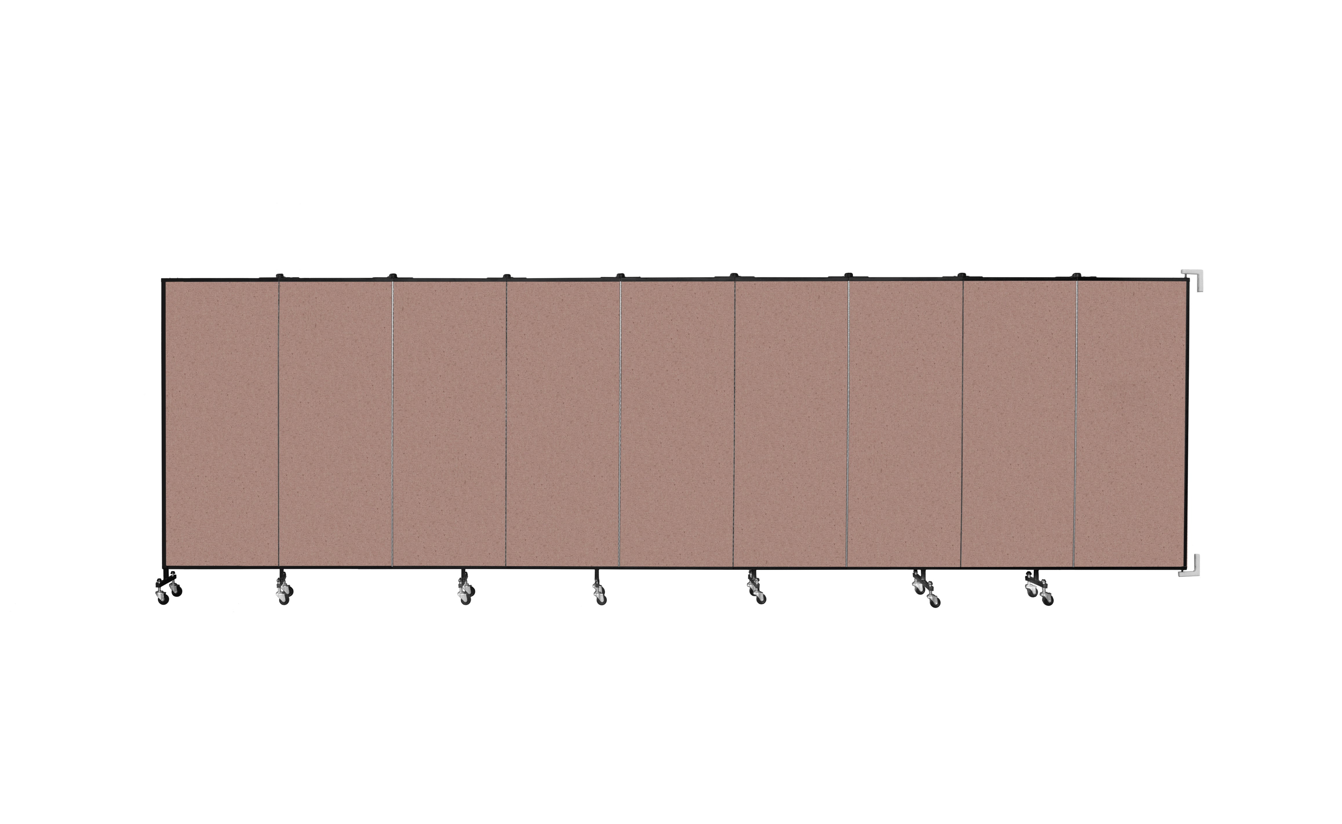Wallmount Room Divider - 5'H x 16' 6"L - 9 Panel, Rasberry, Vinyl