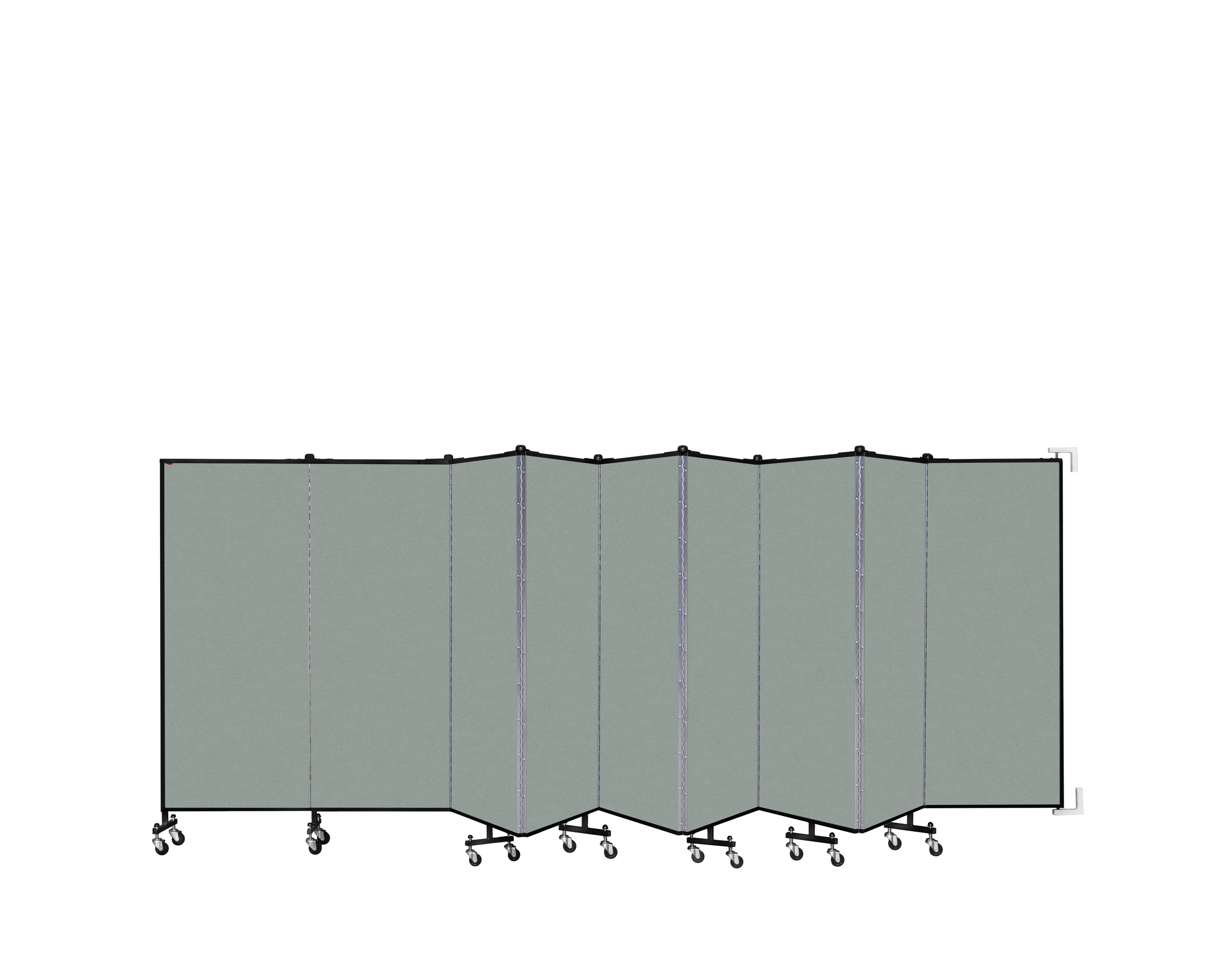 Wallmount Room Divider - 5'H x 16' 6"L - 9 Panel, Mint, Vinyl