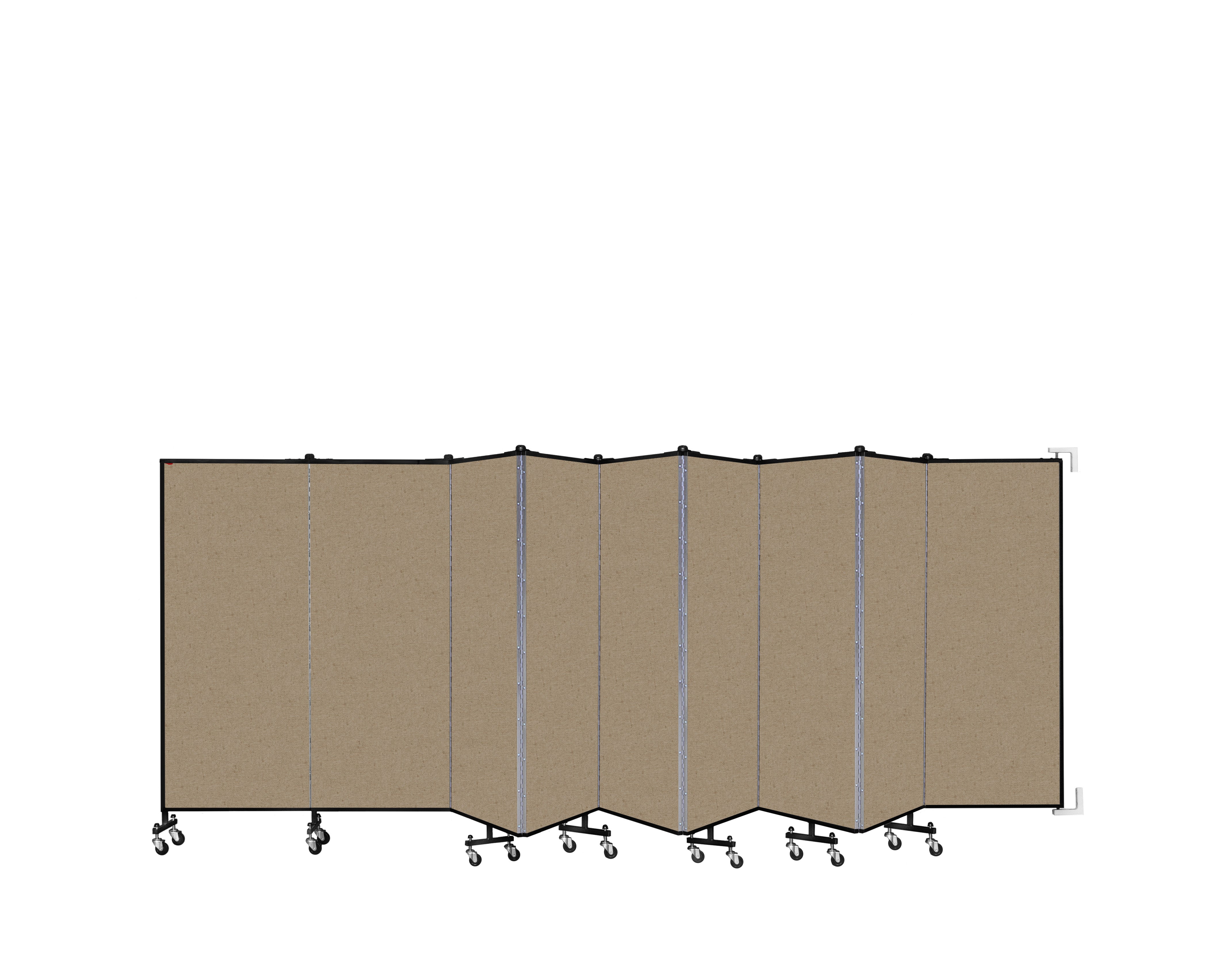 Wallmount Room Divider - 5'H x 16' 6"L - 9 Panel, Sandalwood, Vinyl