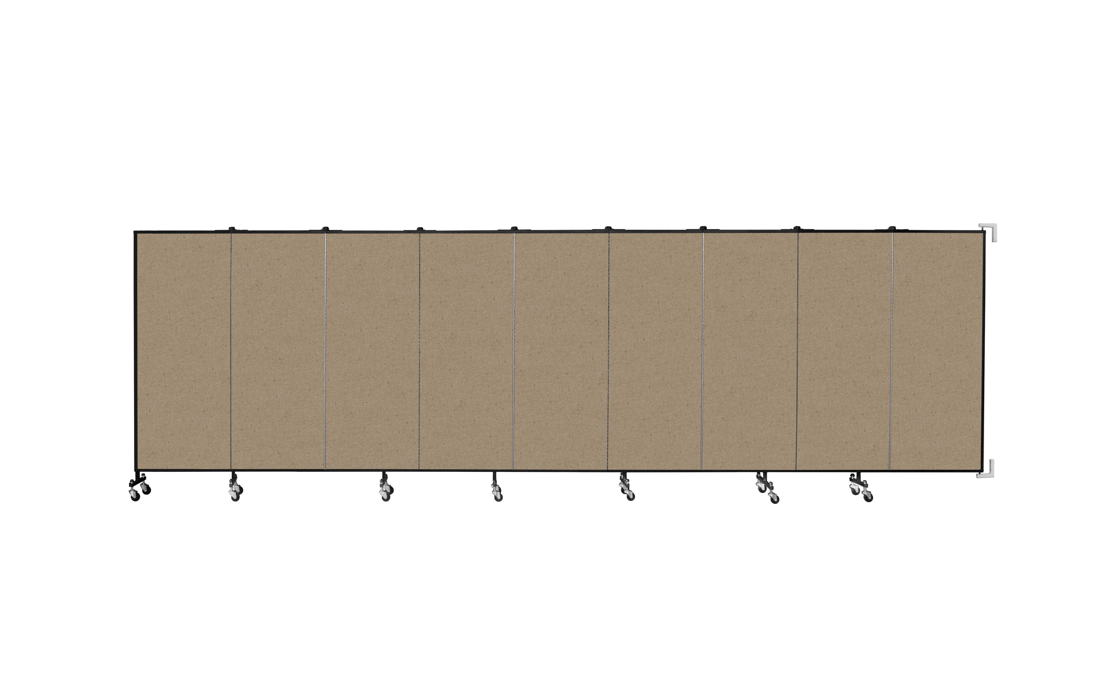 Wallmount Room Divider - 5'H x 16' 6"L - 9 Panel, Sandalwood, Vinyl