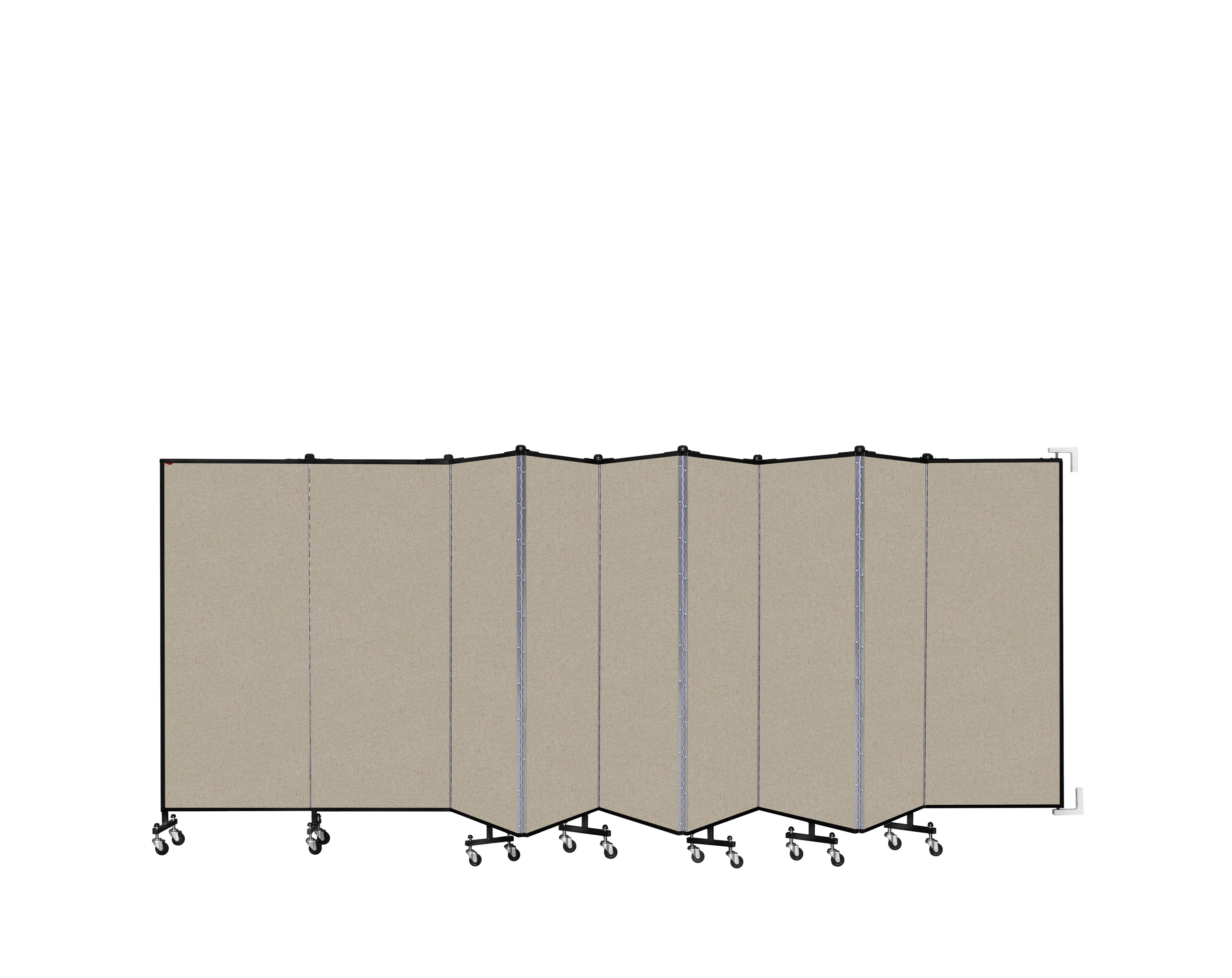 Wallmount Room Divider - 5'H x 16' 6"L - 9 Panel, Hazelnut, Vinyl