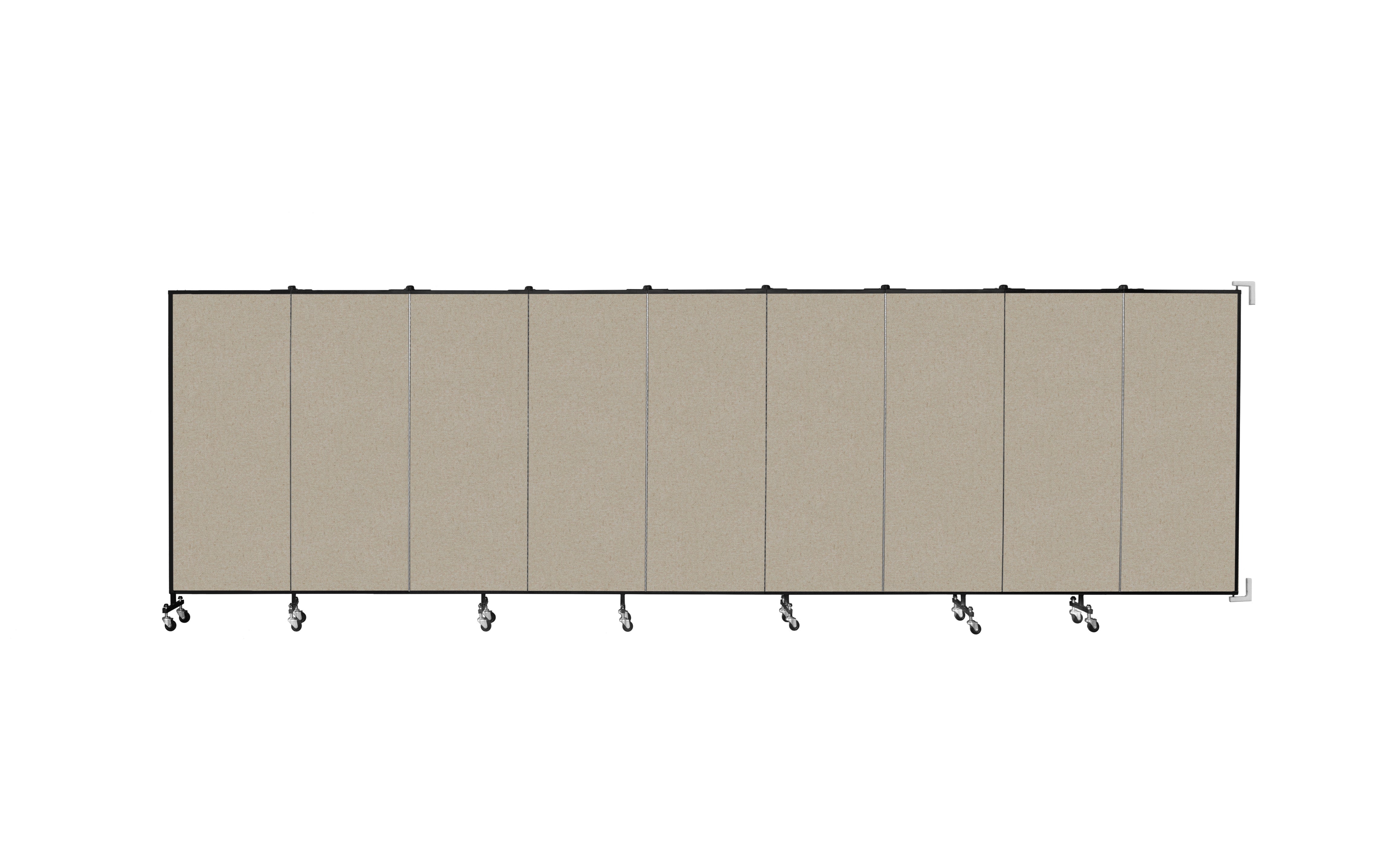 Wallmount Room Divider - 5'H x 16' 6"L - 9 Panel, Hazelnut, Vinyl