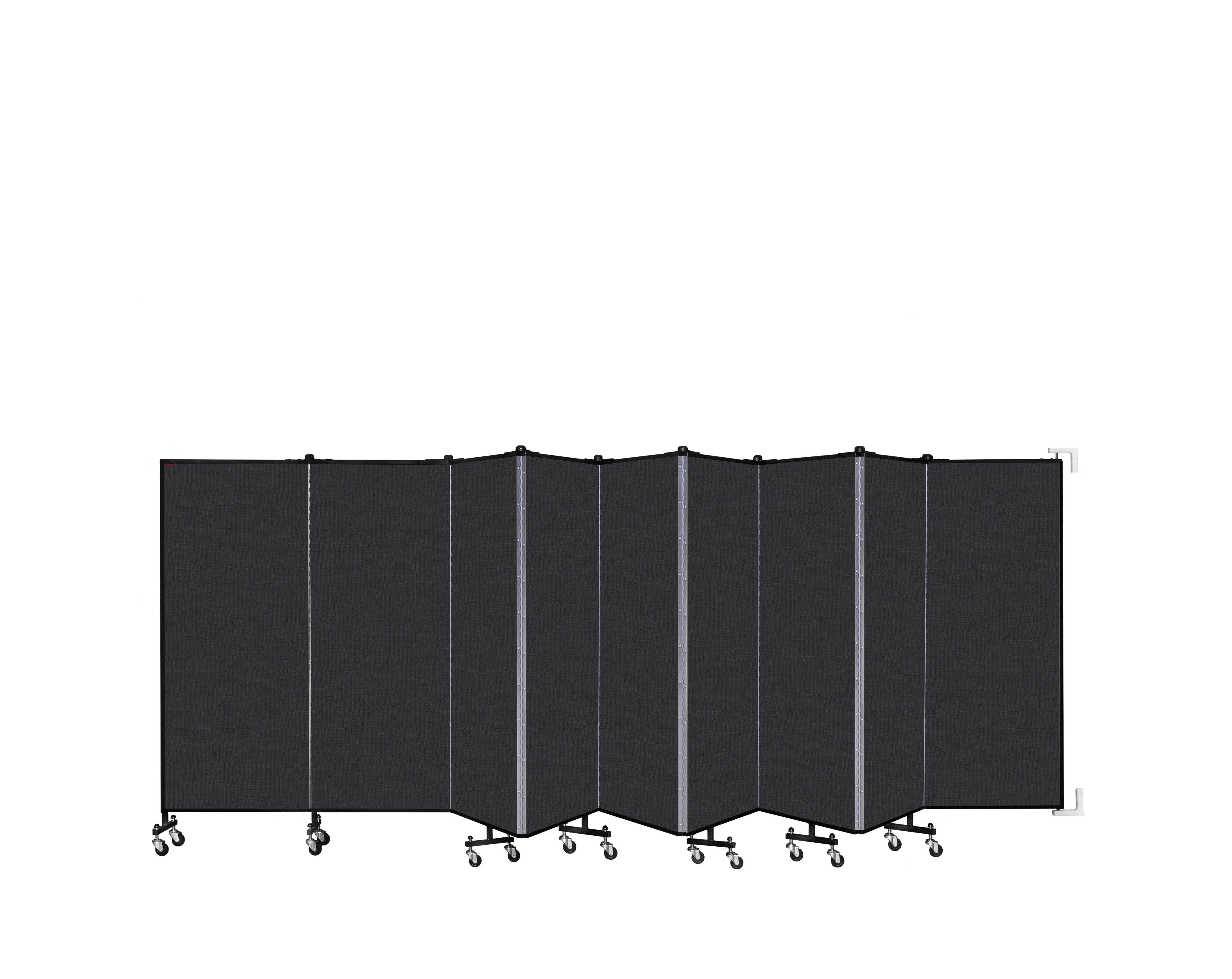 Wallmount Room Divider - 5'H x 16' 6"L - 9 Panel, Coal, Vinyl