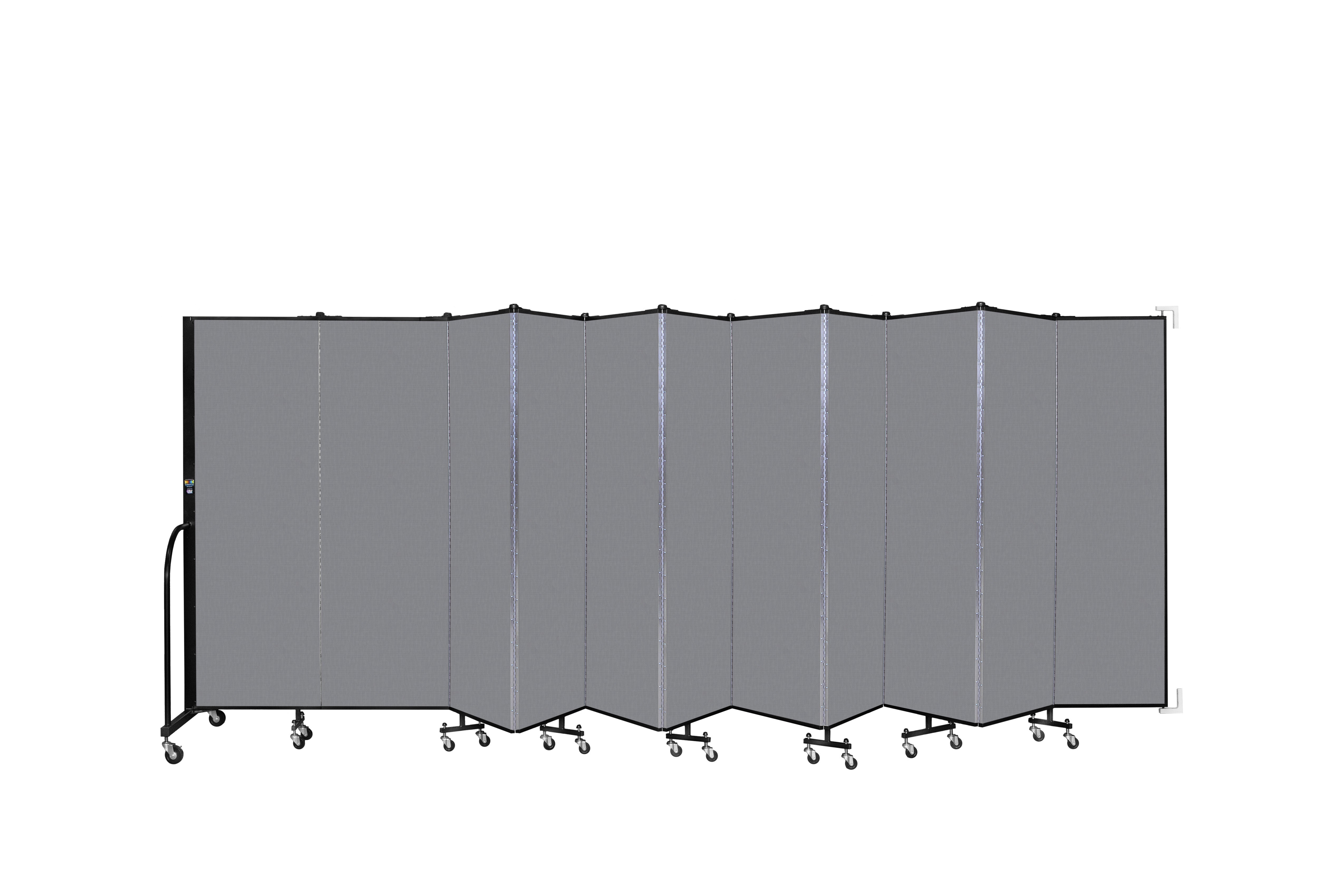 Wallmount Room Divider - 6'H x 20' 2"L - 11 Panel, Stone, Fabric