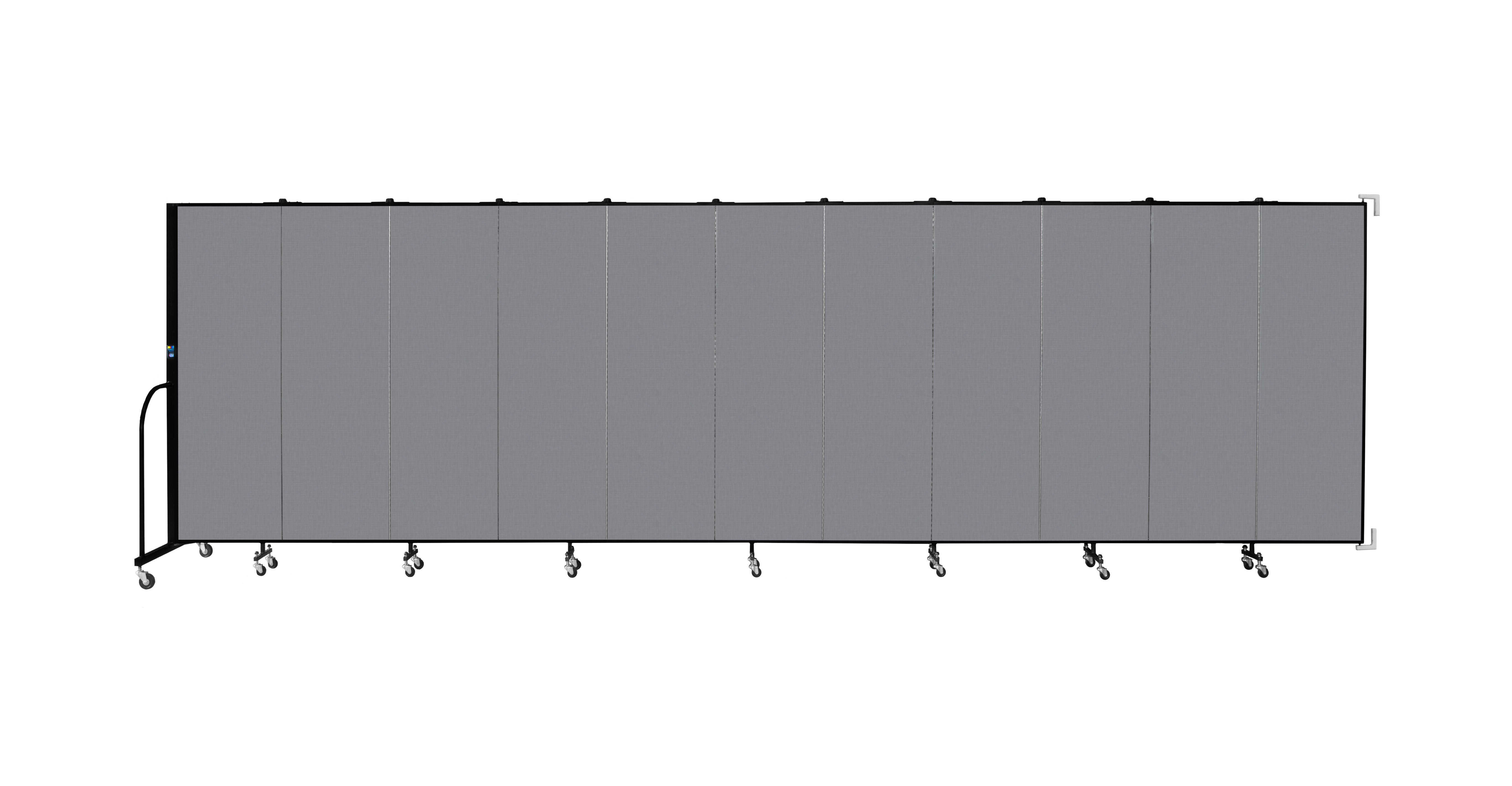 Wallmount Room Divider - 6'H x 20' 2"L - 11 Panel, Stone, Fabric