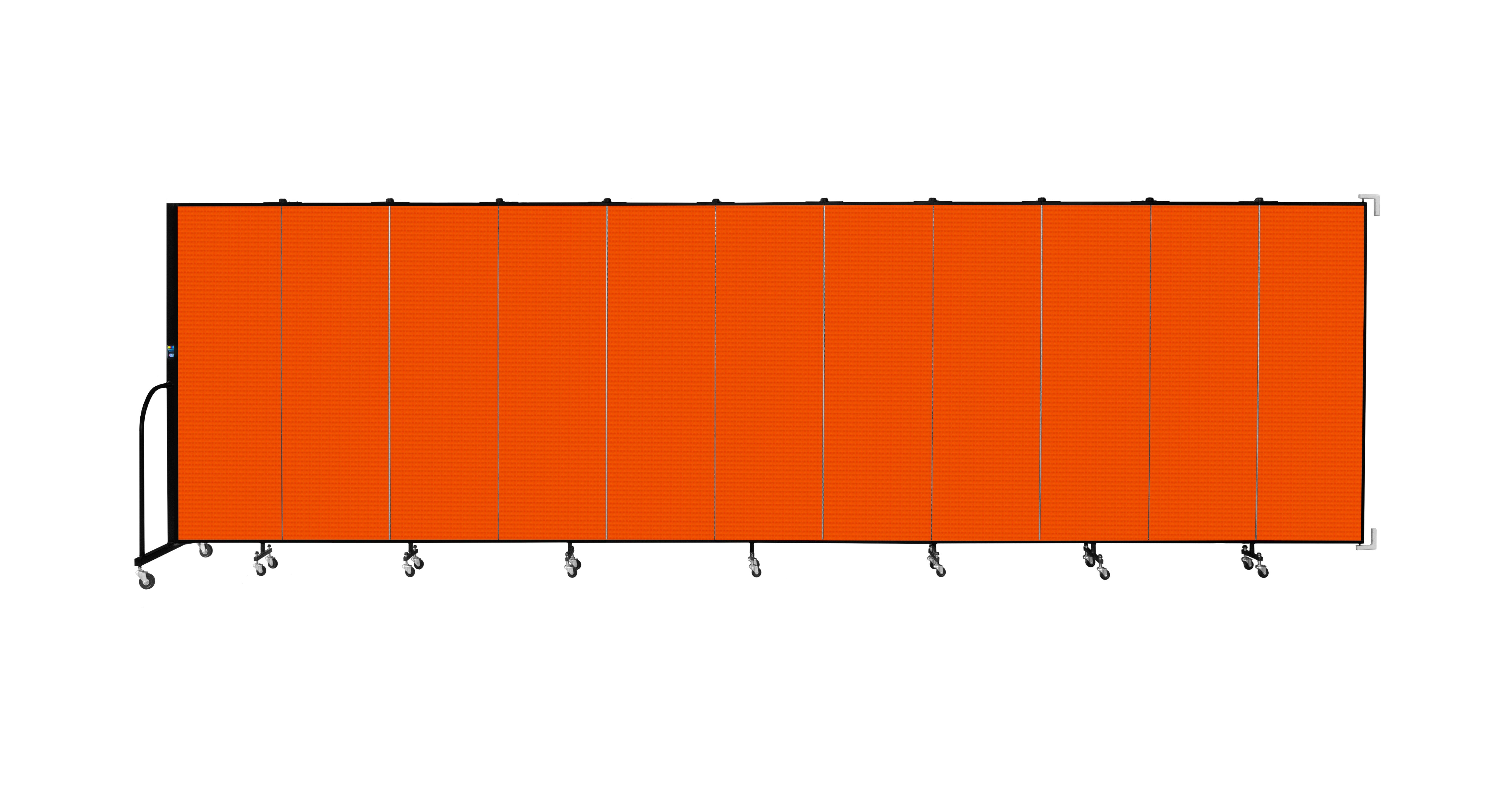 Wallmount Room Divider - 6'H x 20' 2"L - 11 Panel, Orange, Fabric