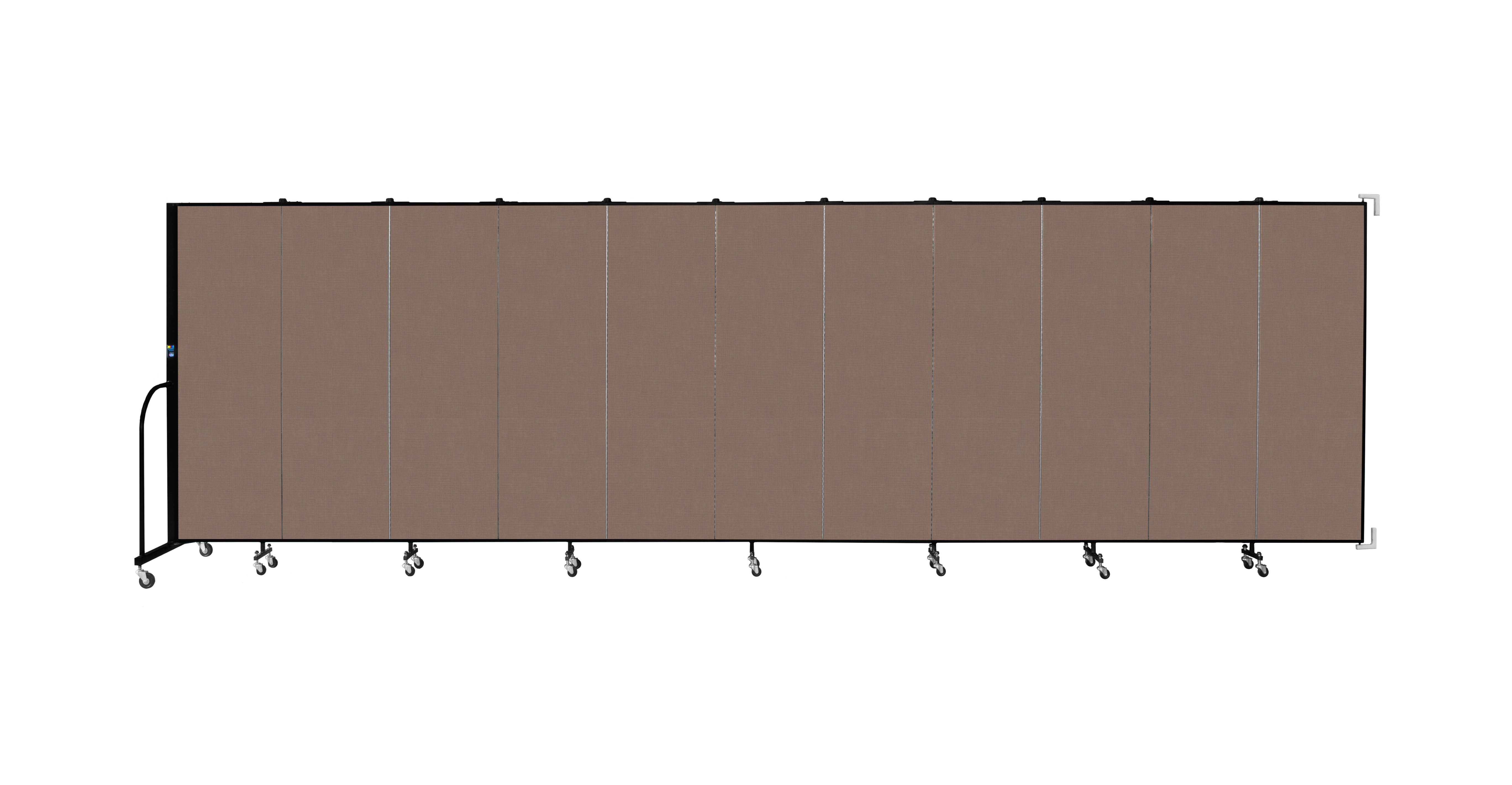 Wallmount Room Divider - 6'H x 20' 2"L - 11 Panel, Walnut, Fabric