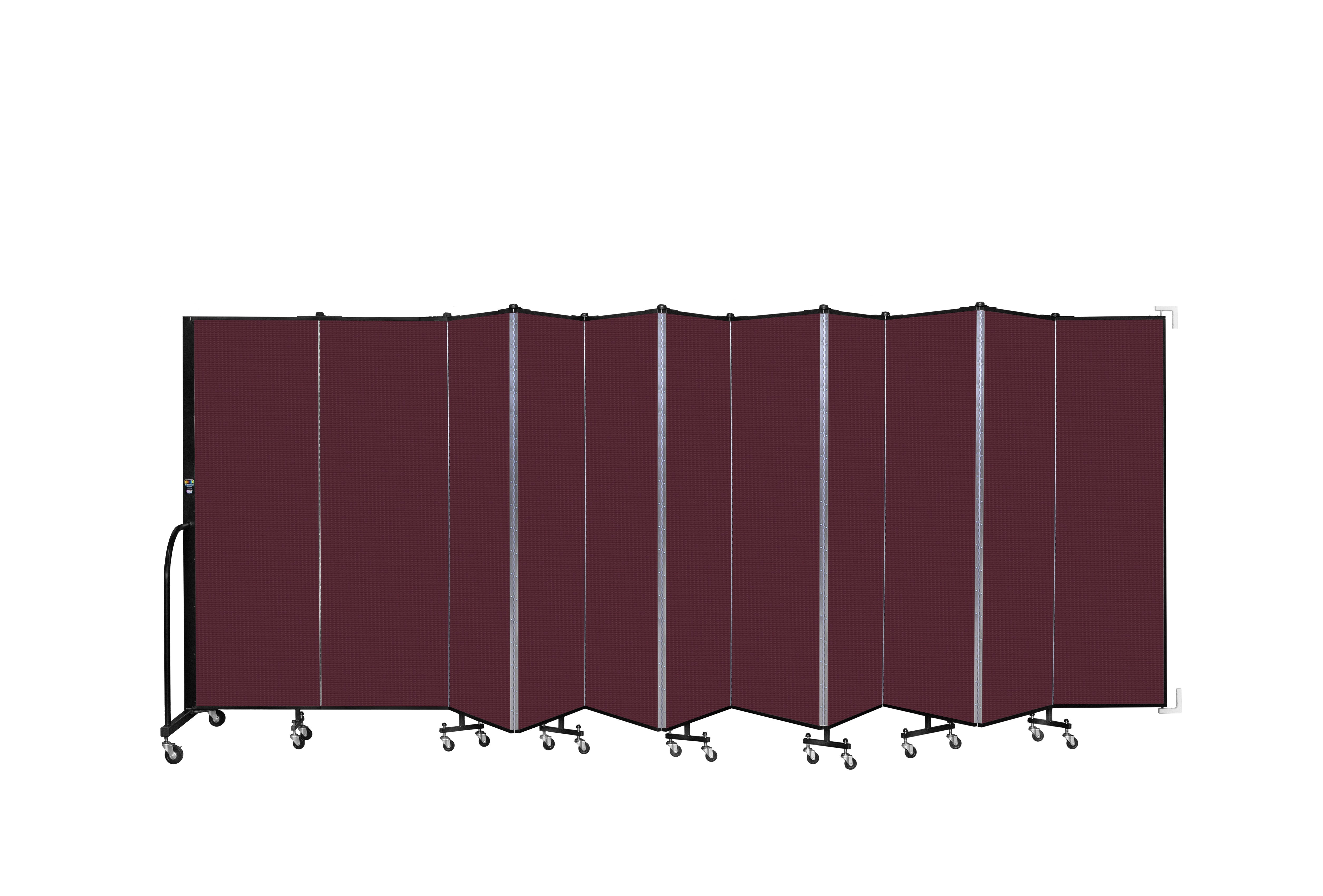 Wallmount Room Divider - 6'H x 20' 2"L - 11 Panel, Purple, Fabric