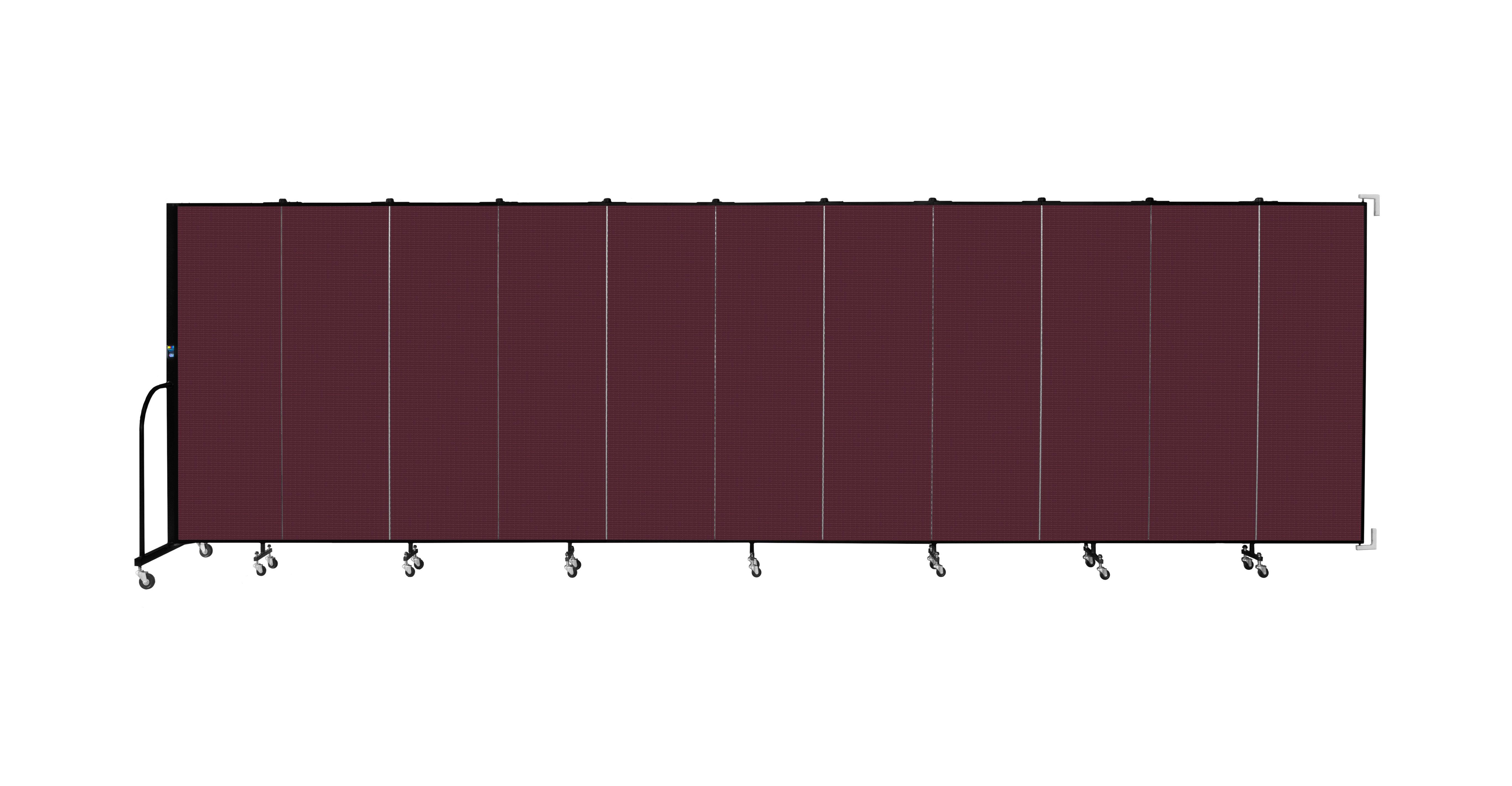 Wallmount Room Divider - 6'H x 20' 2"L - 11 Panel, Purple, Fabric