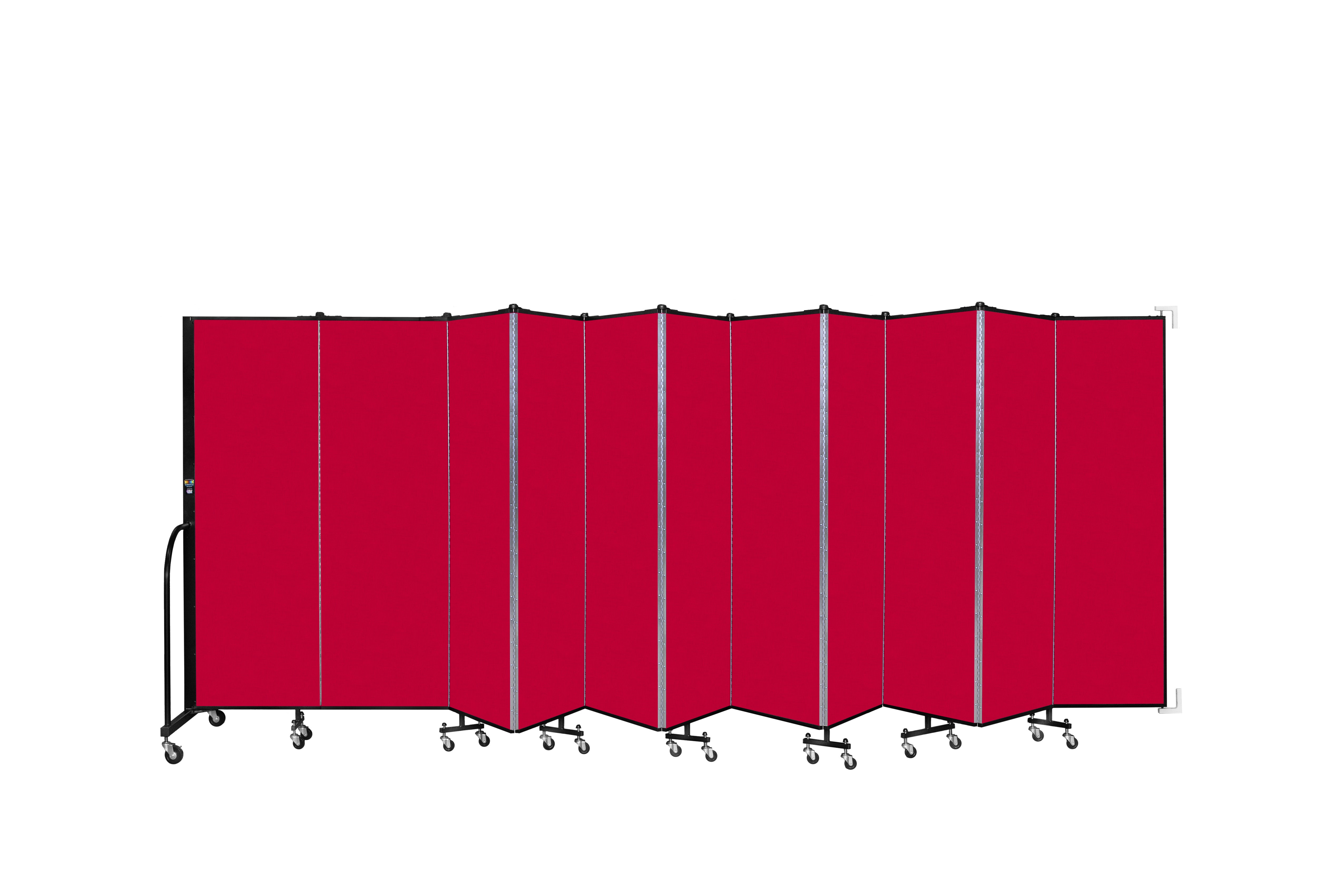 Wallmount Room Divider - 6'H x 20' 2"L - 11 Panel, Primary Red, Fabric