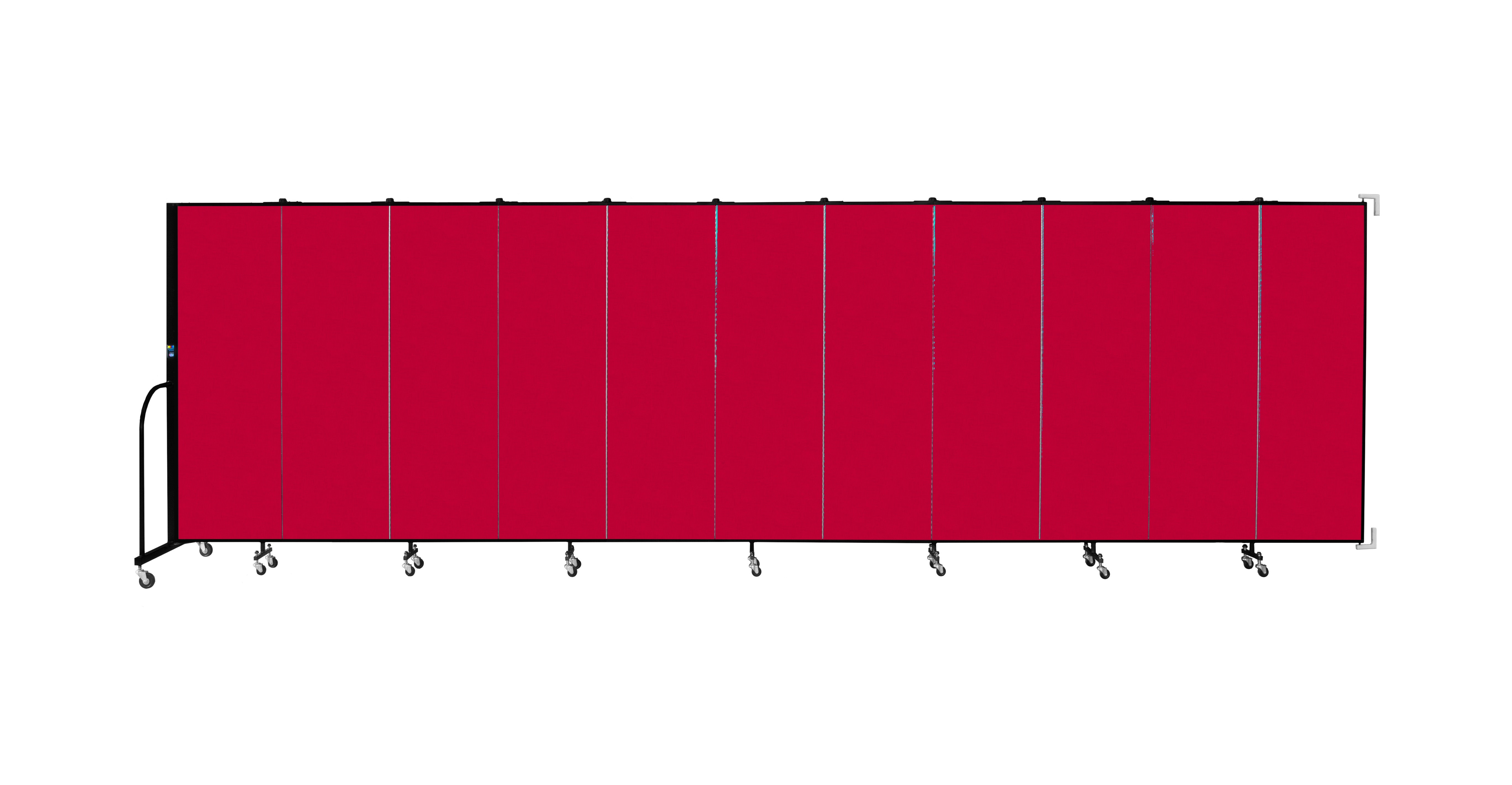 Wallmount Room Divider - 6'H x 20' 2"L - 11 Panel, Primary Red, Fabric