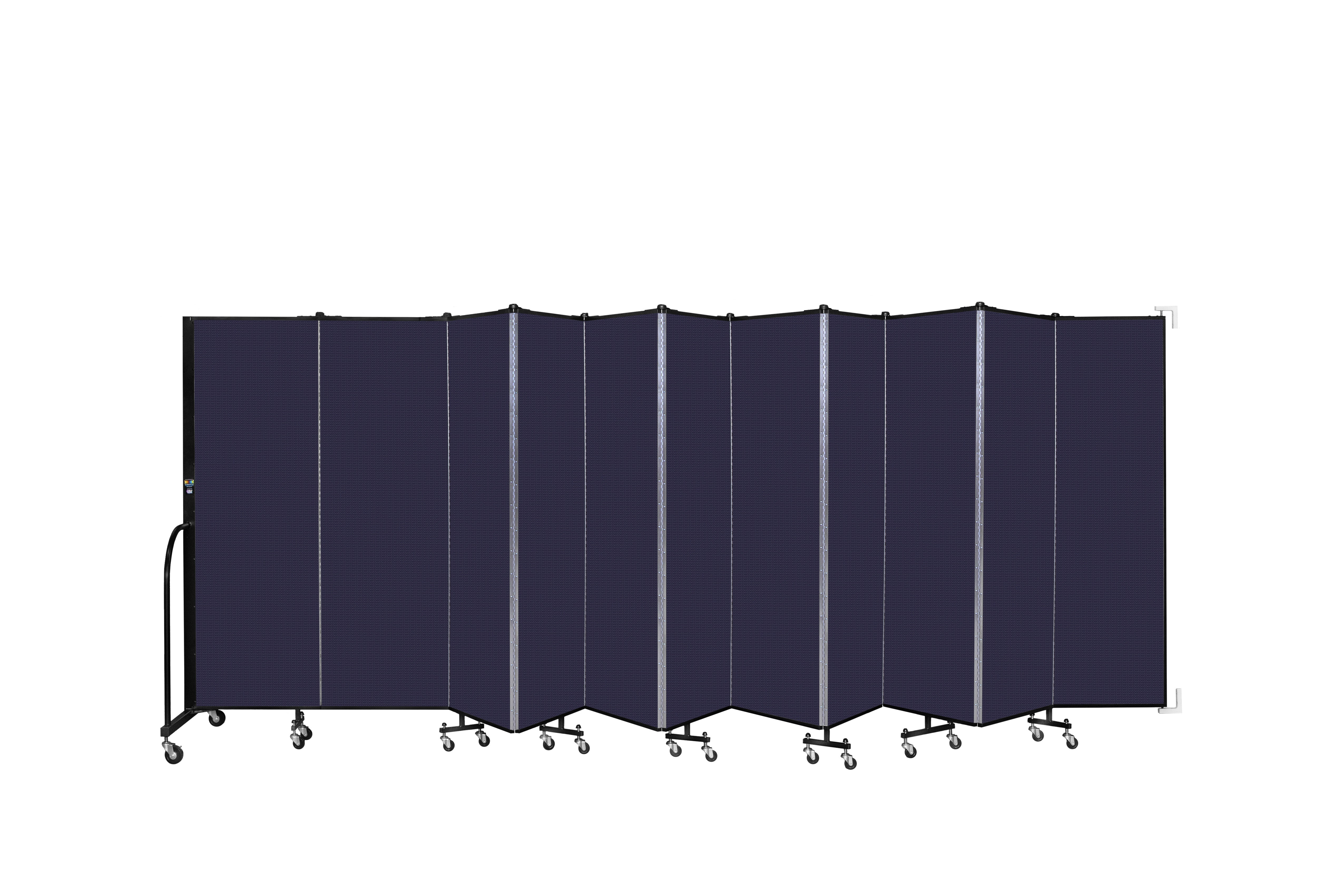 Wallmount Room Divider - 6'H x 20' 2"L - 11 Panel, Navy, Fabric