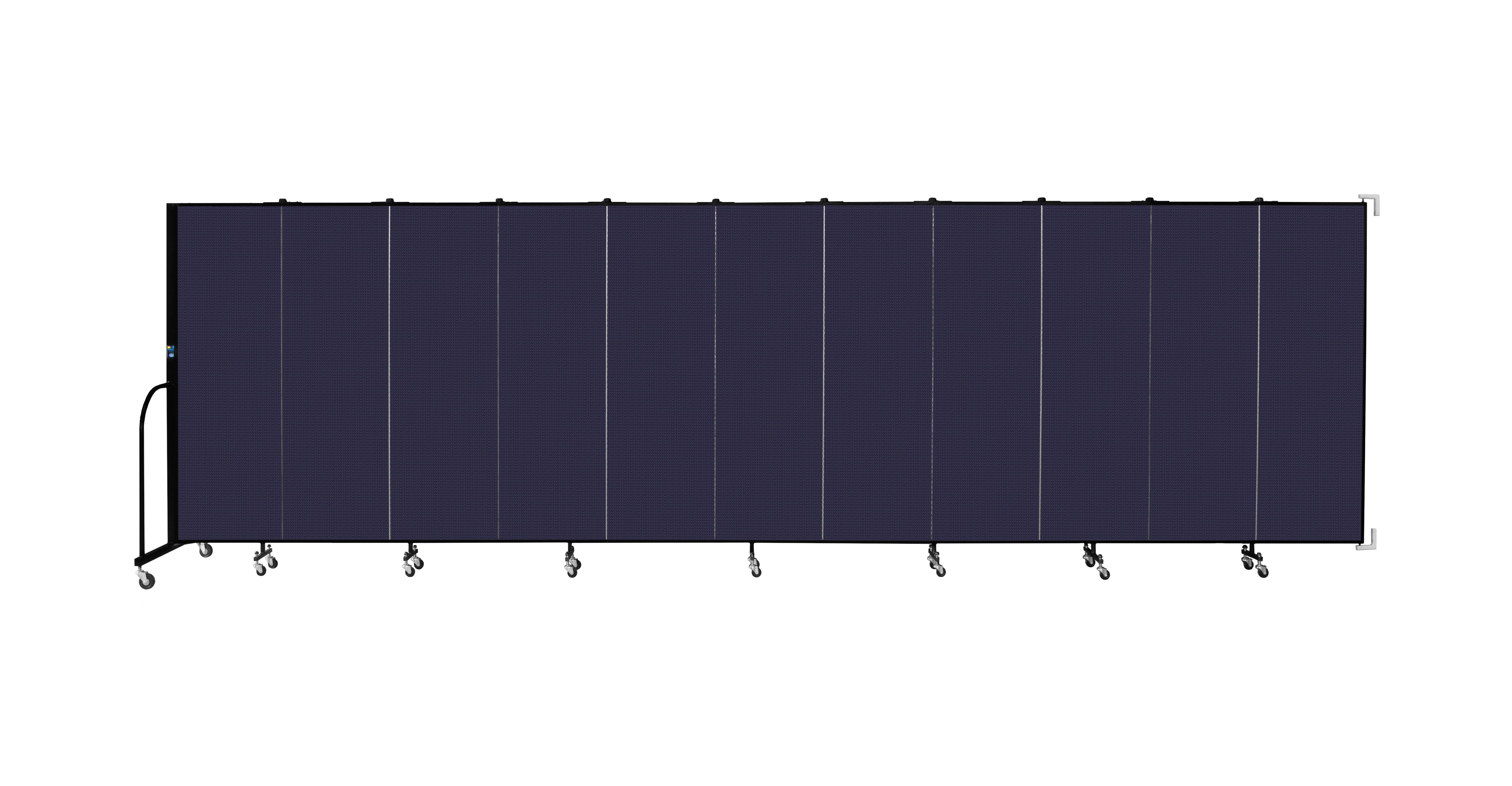 Wallmount Room Divider - 6'H x 20' 2"L - 11 Panel, Navy, Fabric