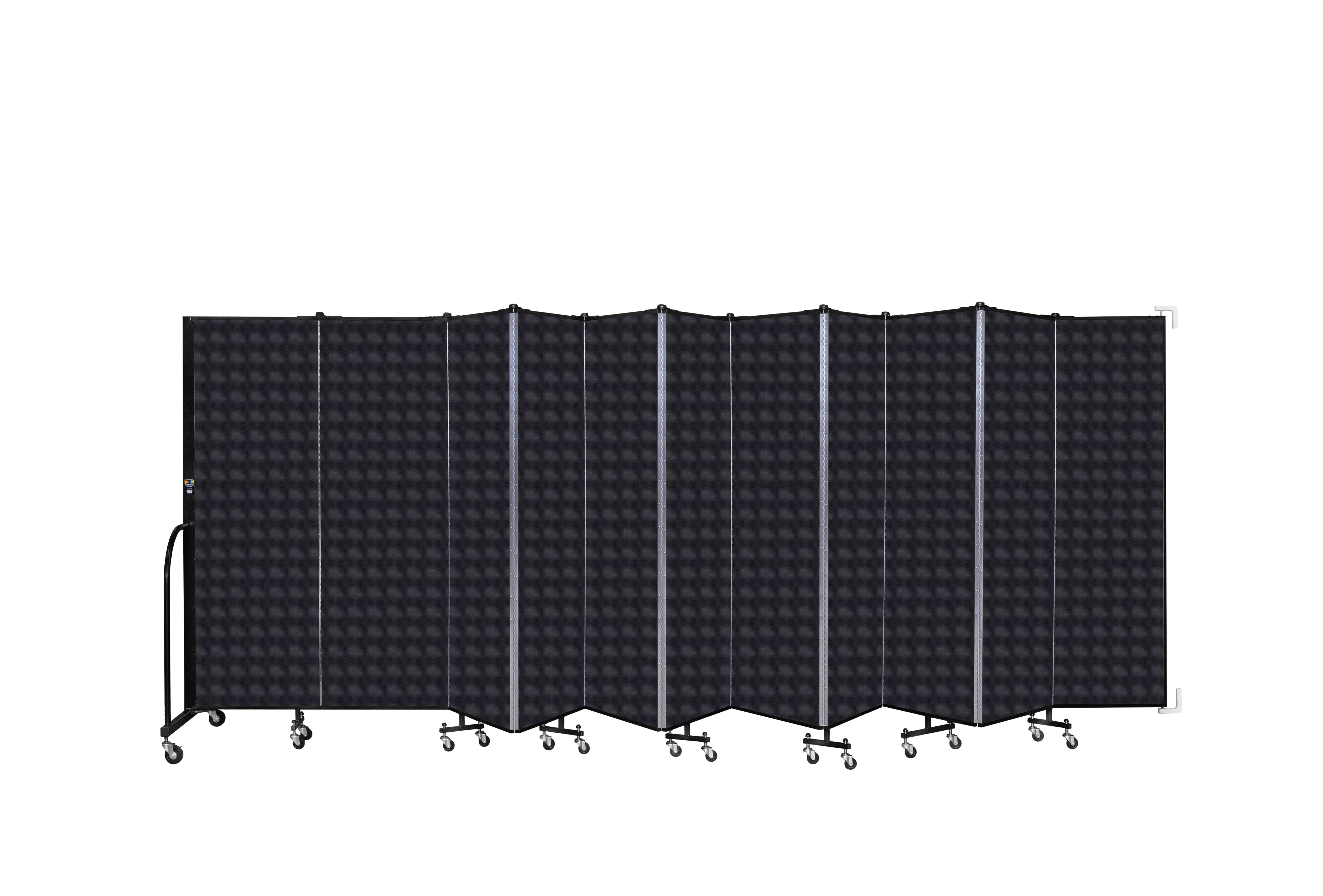 Wallmount Room Divider - 6'H x 20' 2"L - 11 Panel, Black, Fabric