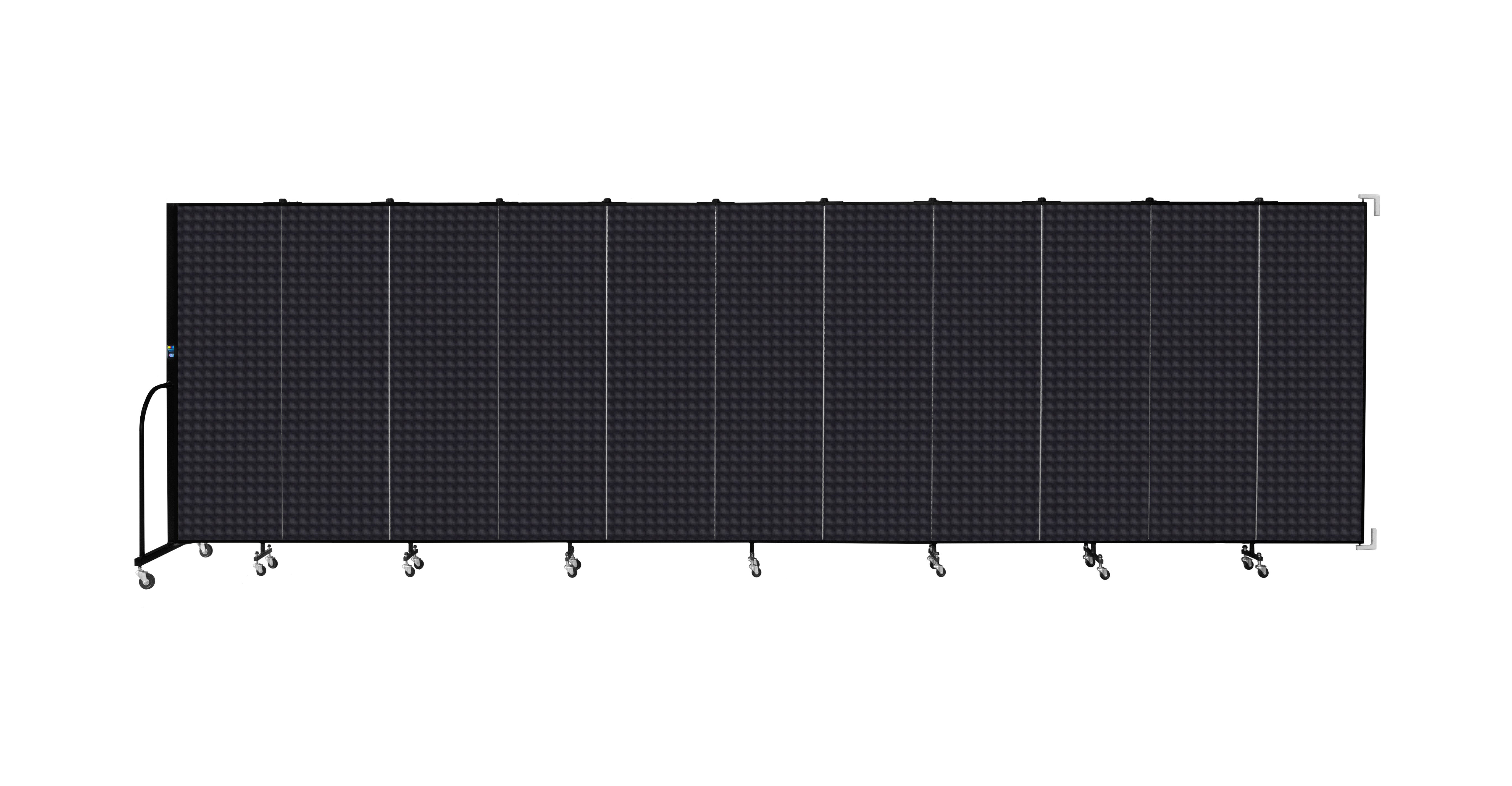 Wallmount Room Divider - 6'H x 20' 2"L - 11 Panel, Black, Fabric