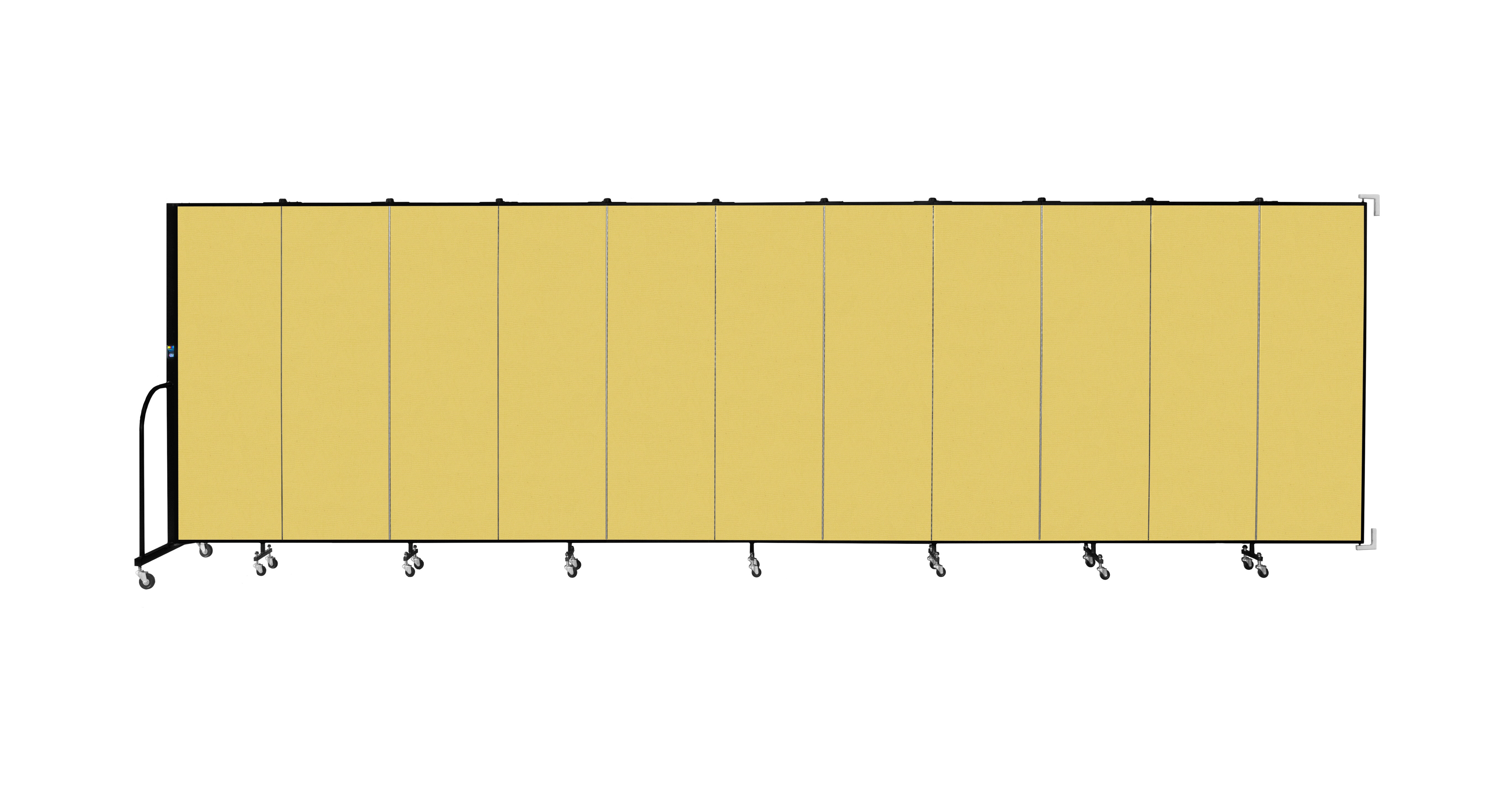 Wallmount Room Divider - 6'H x 20' 2"L - 11 Panel, Primary Yellow, Fabric