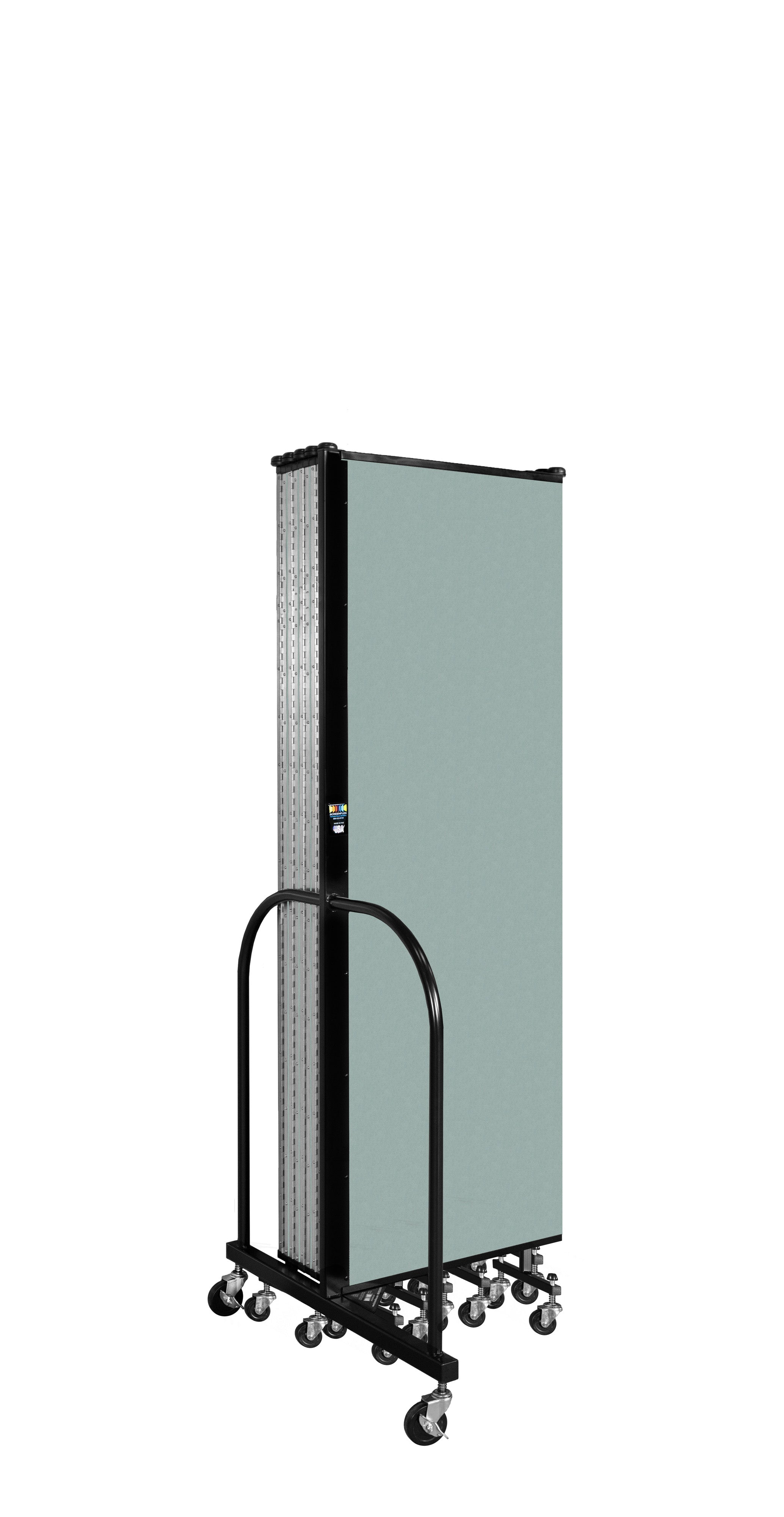 Wallmount Room Divider - 6'H x 20' 2"L - 11 Panel, Sea Green, Fabric