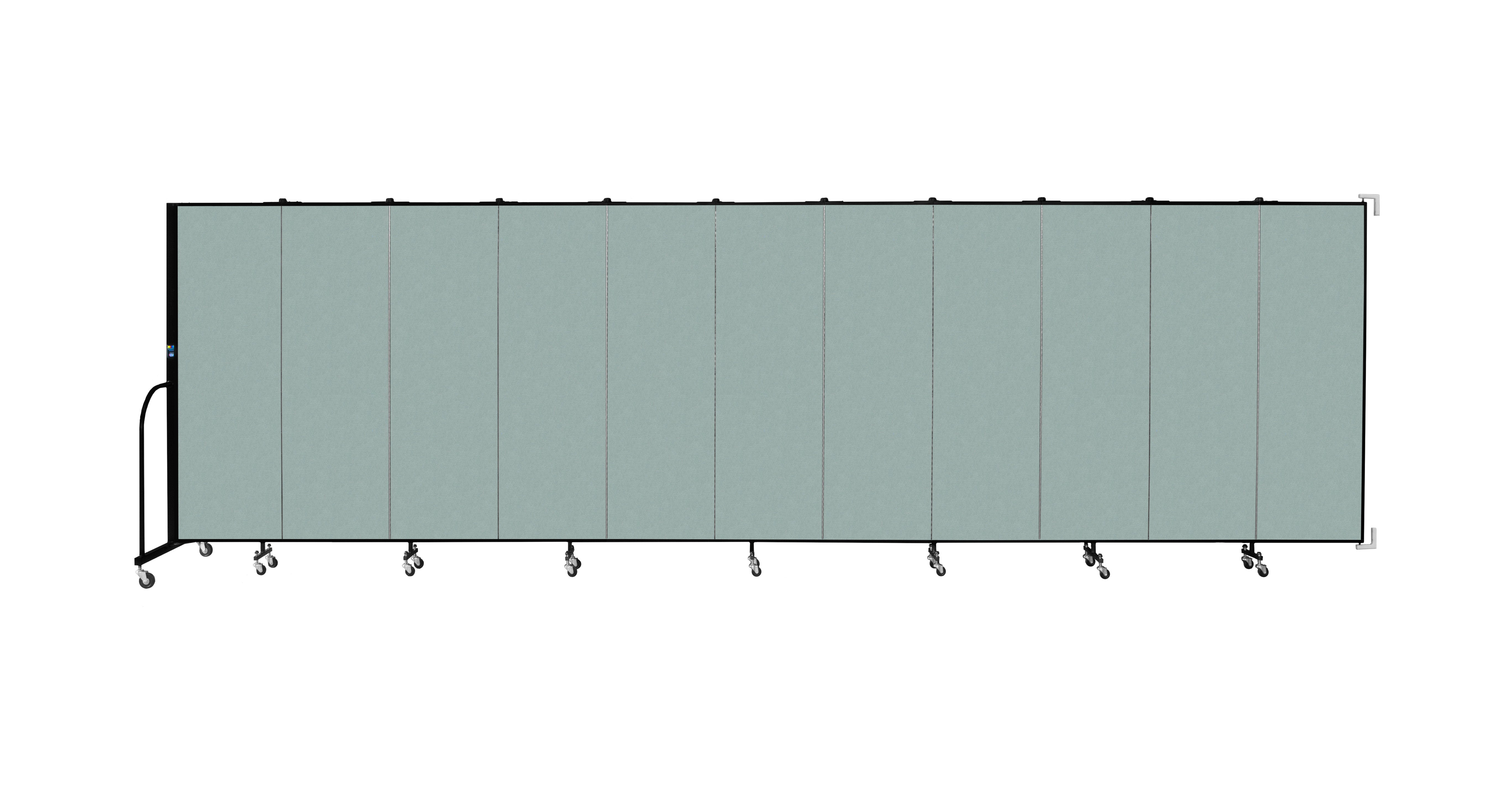 Wallmount Room Divider - 6'H x 20' 2"L - 11 Panel, Sea Green, Fabric