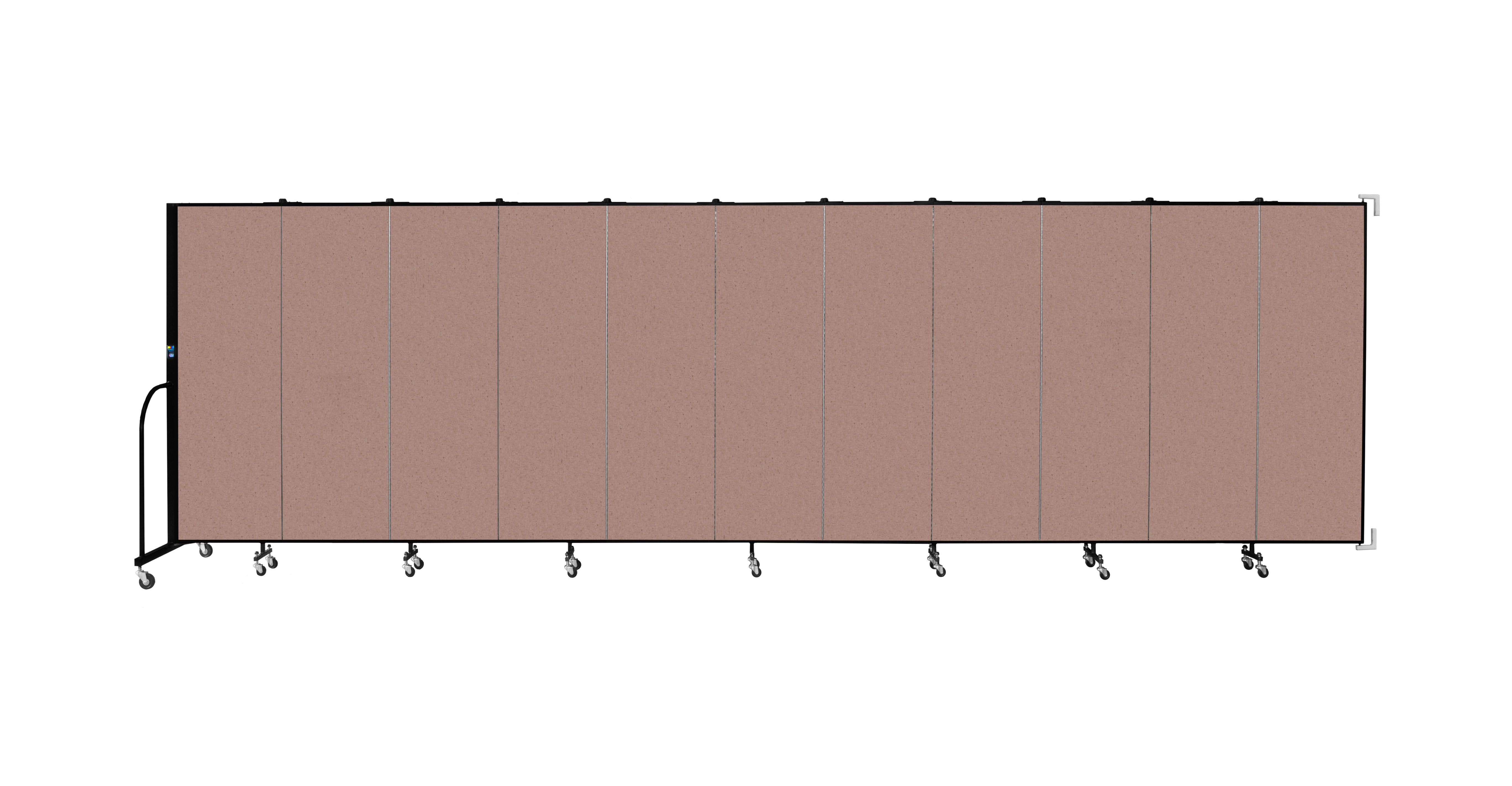 Wallmount Room Divider - 6'H x 20' 2"L - 11 Panel, Rasberry, Vinyl