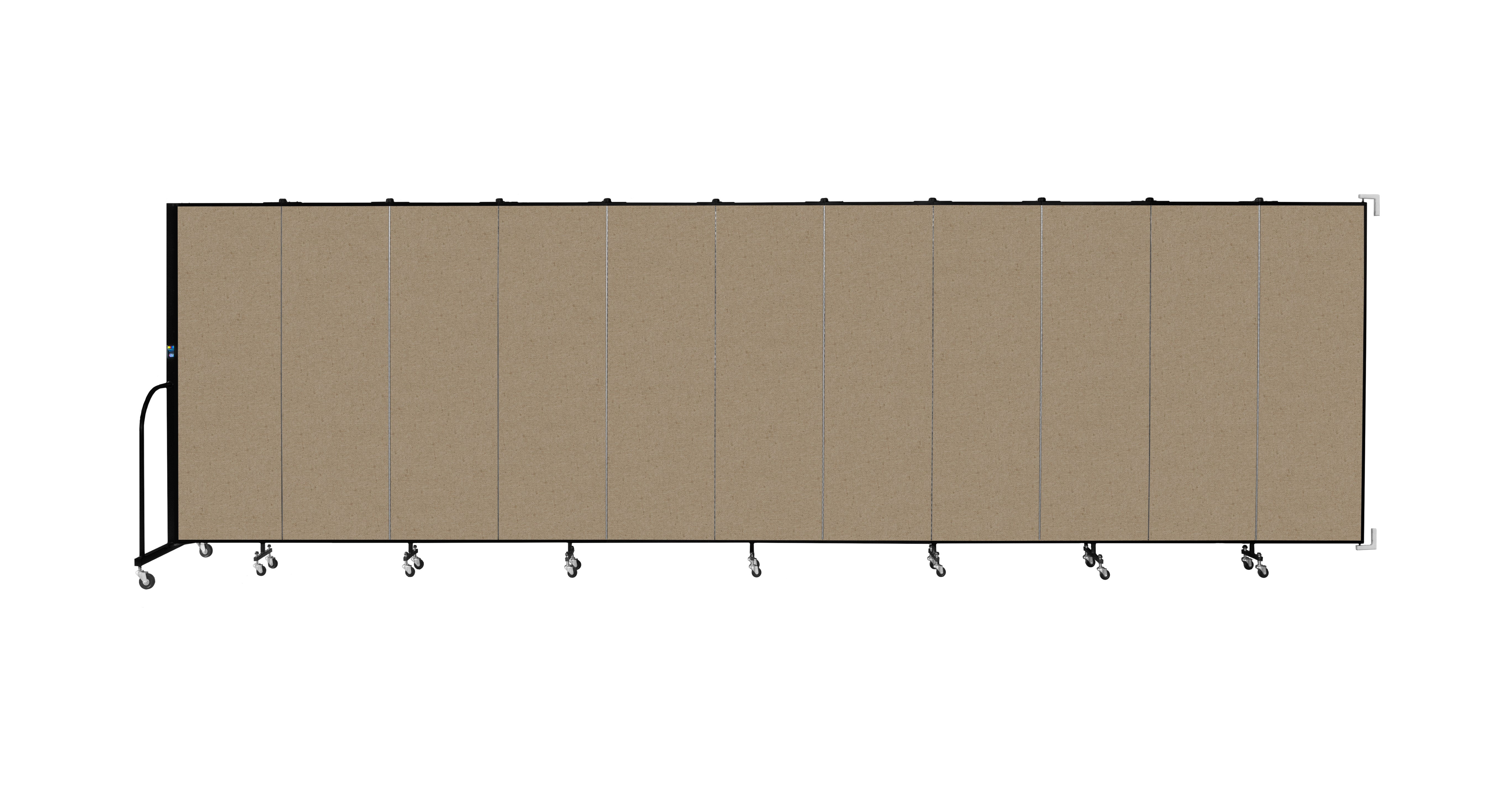Wallmount Room Divider - 6'H x 20' 2"L - 11 Panel, Sandalwood, Vinyl