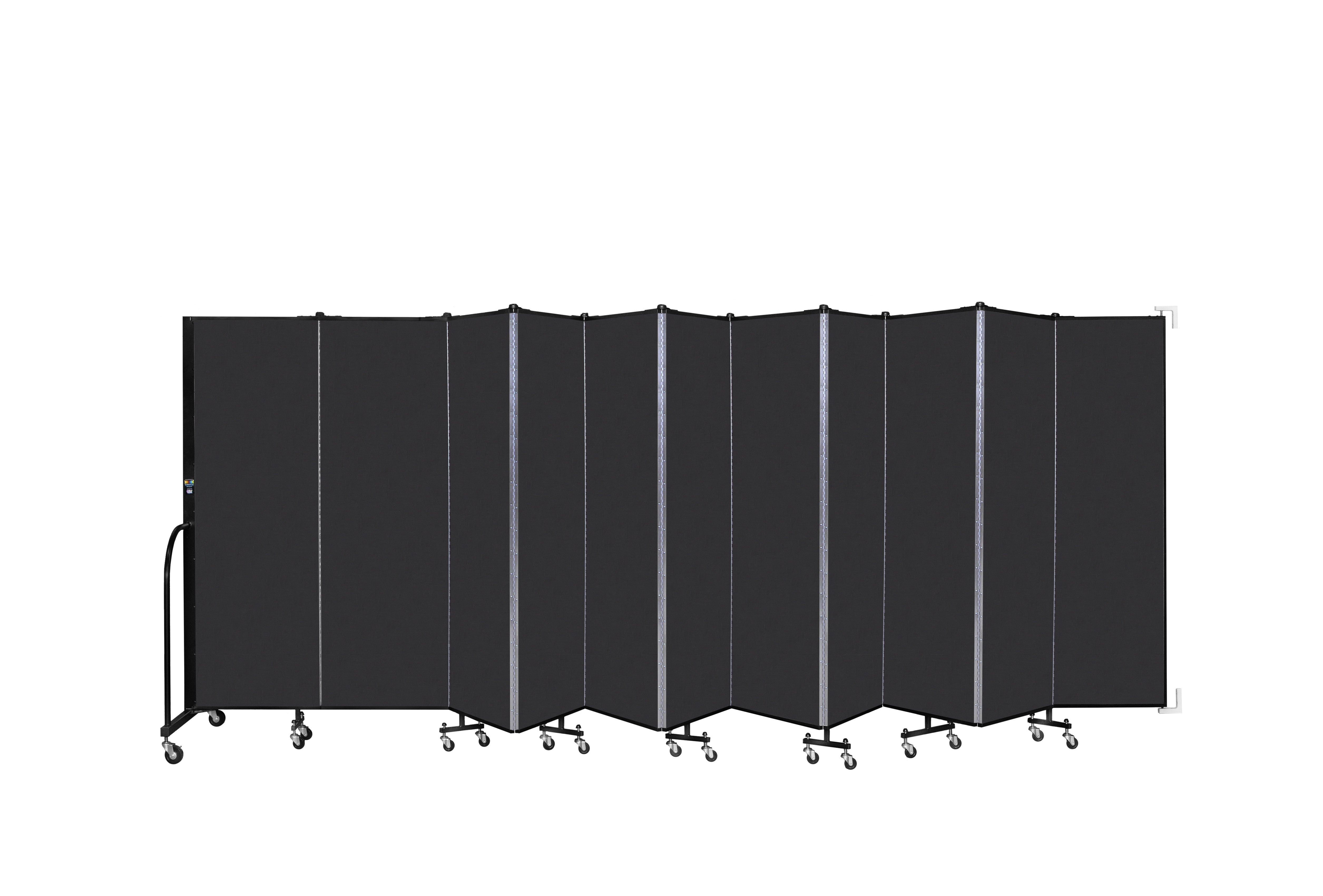 Wallmount Room Divider - 6'H x 20' 2"L - 11 Panel, Coal, Vinyl