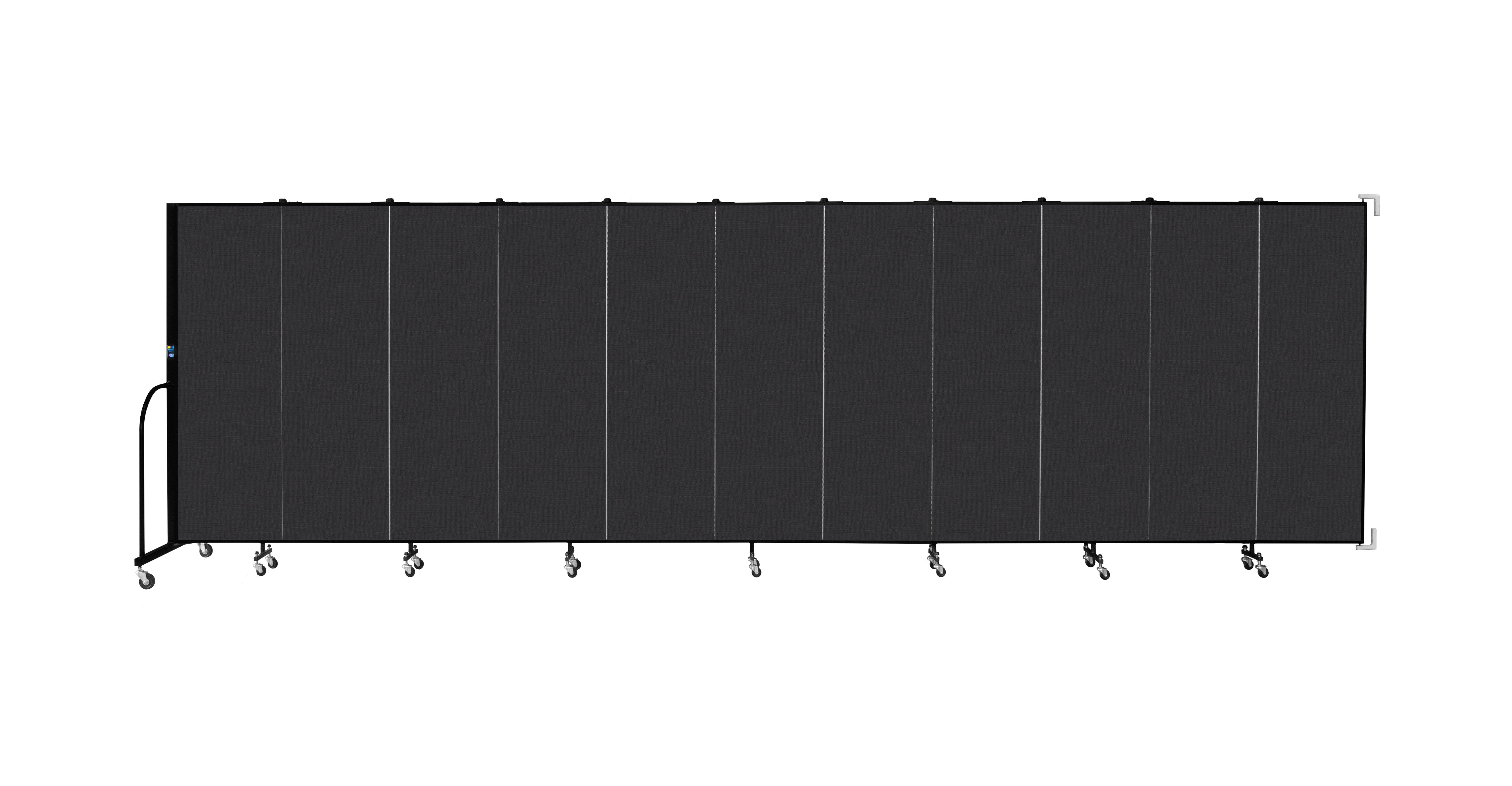 Wallmount Room Divider - 6'H x 20' 2"L - 11 Panel, Coal, Vinyl