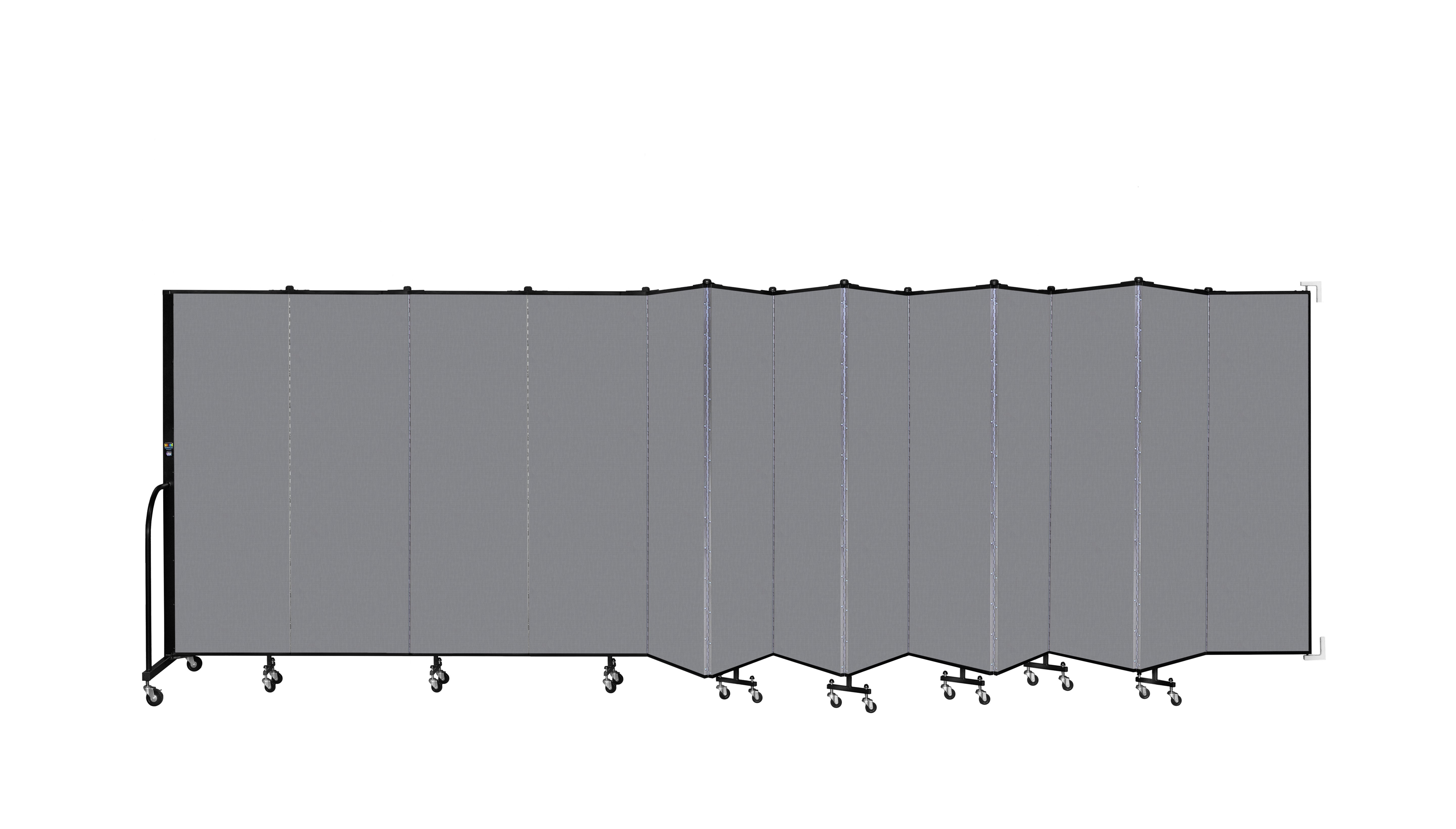 Wallmount Room Divider - 6'H x 23' 10" - 13 Panel, Stone, Fabric