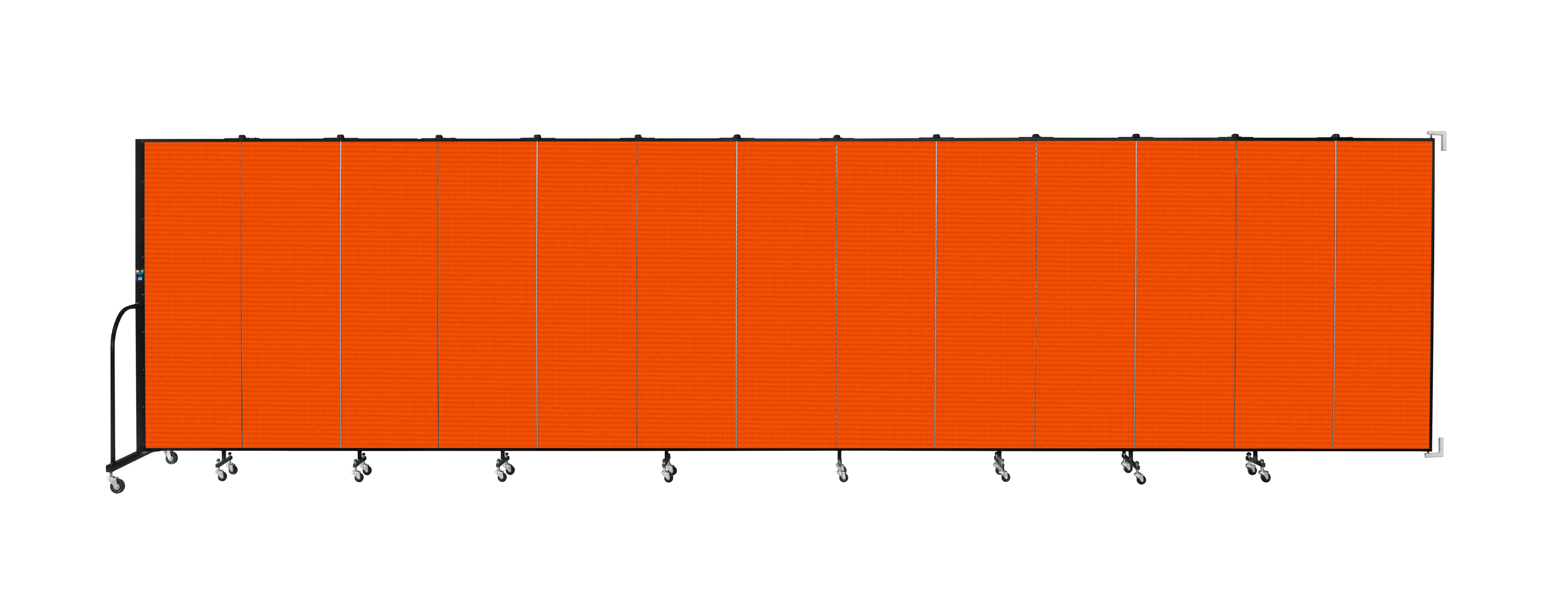 Wallmount Room Divider - 6'H x 23' 10" - 13 Panel, Orange, Fabric