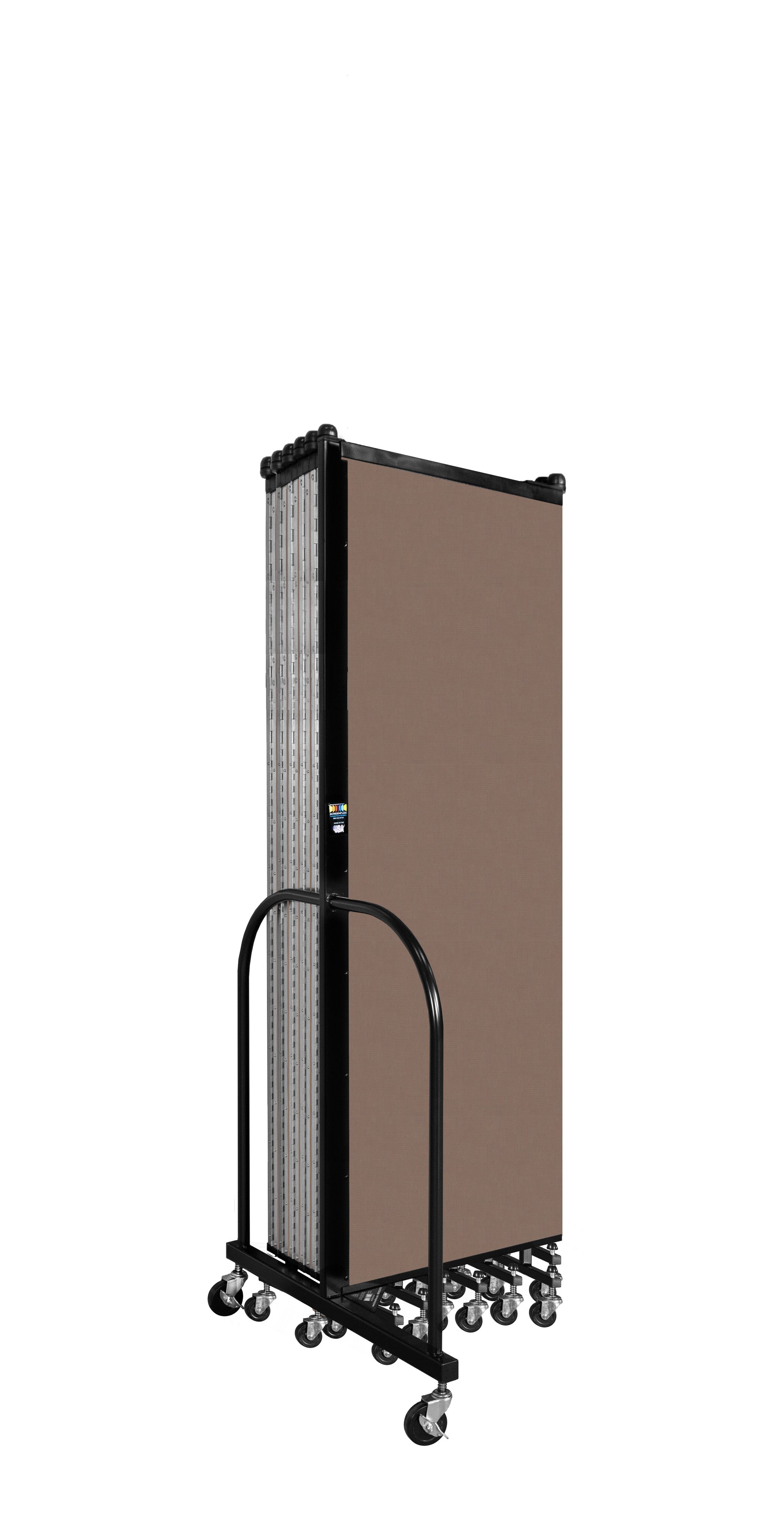 Wallmount Room Divider - 6'H x 23' 10" - 13 Panel, Walnut, Fabric