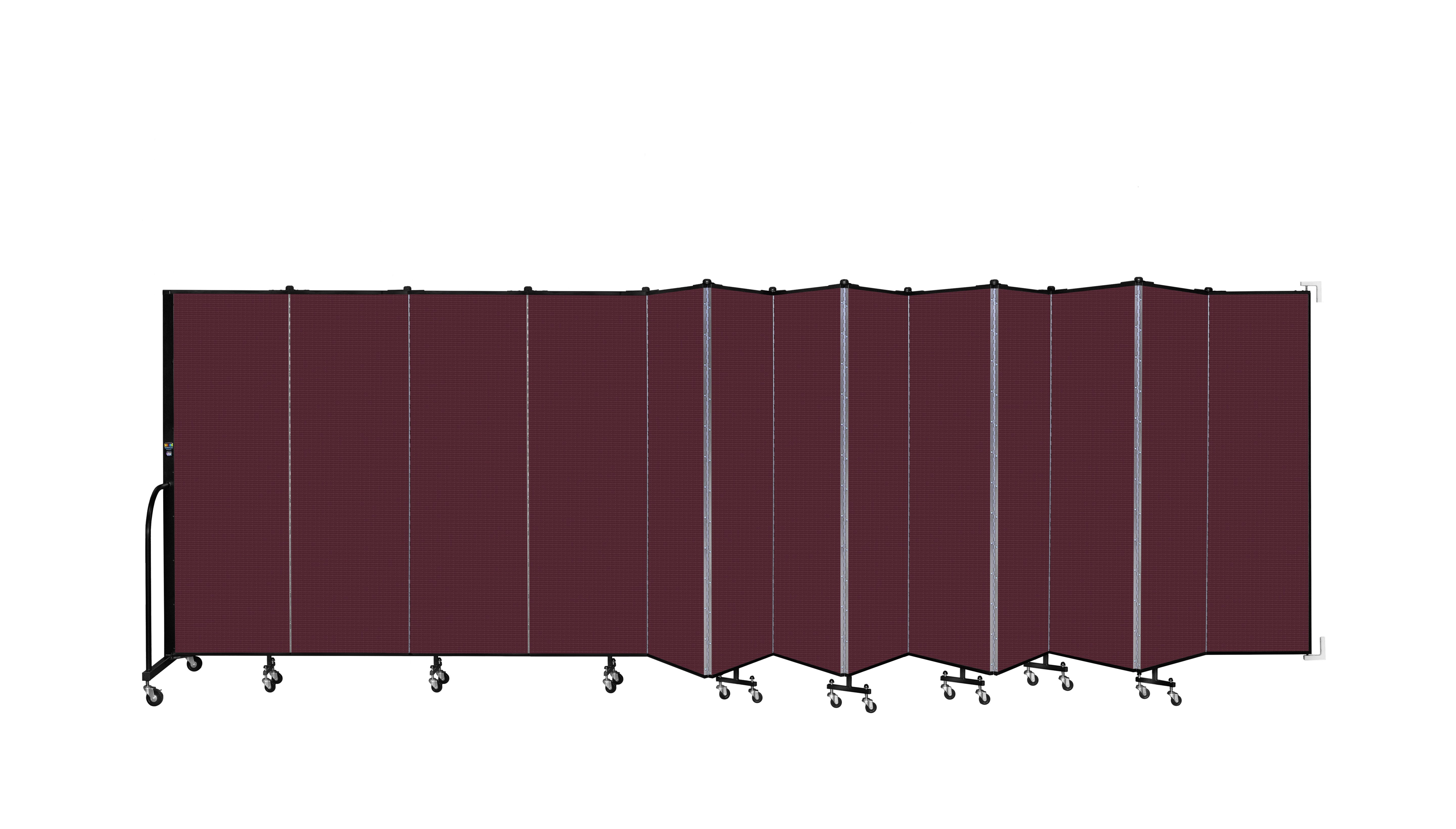 Wallmount Room Divider - 6'H x 23' 10" - 13 Panel, Purple, Fabric