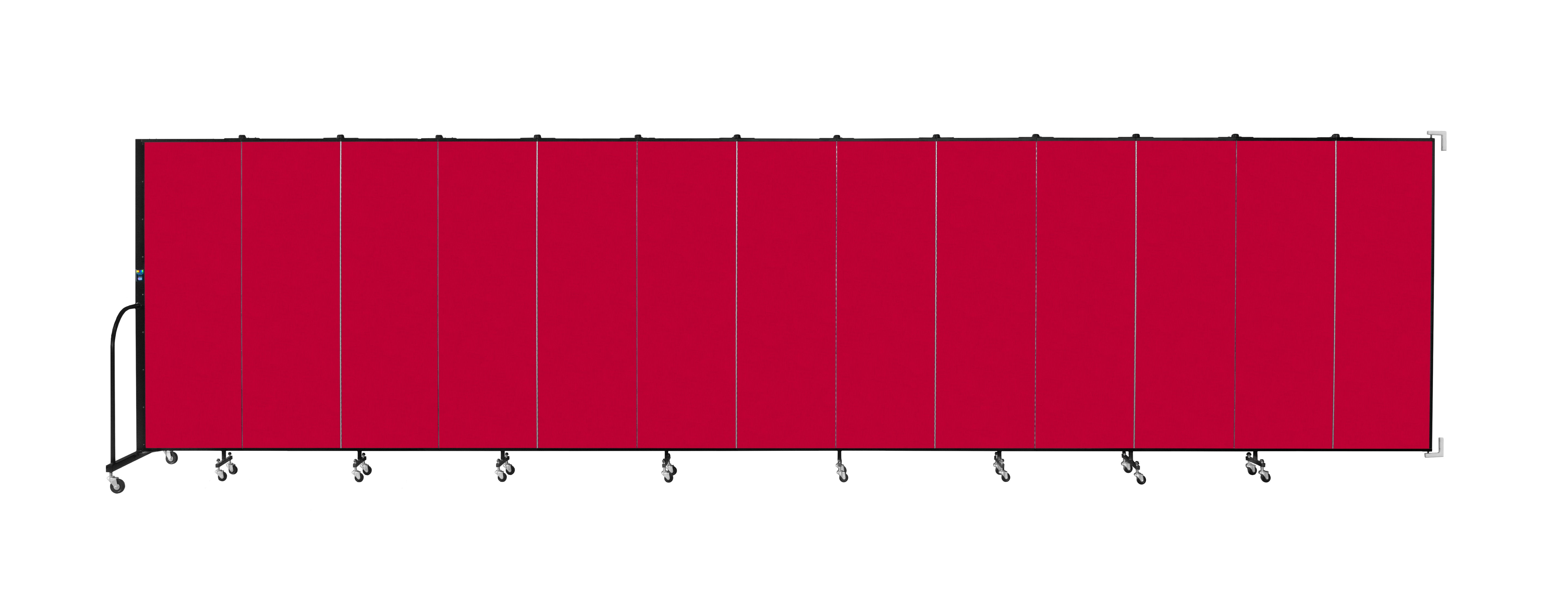 Wallmount Room Divider - 6'H x 23' 10" - 13 Panel, Primary Red, Fabric