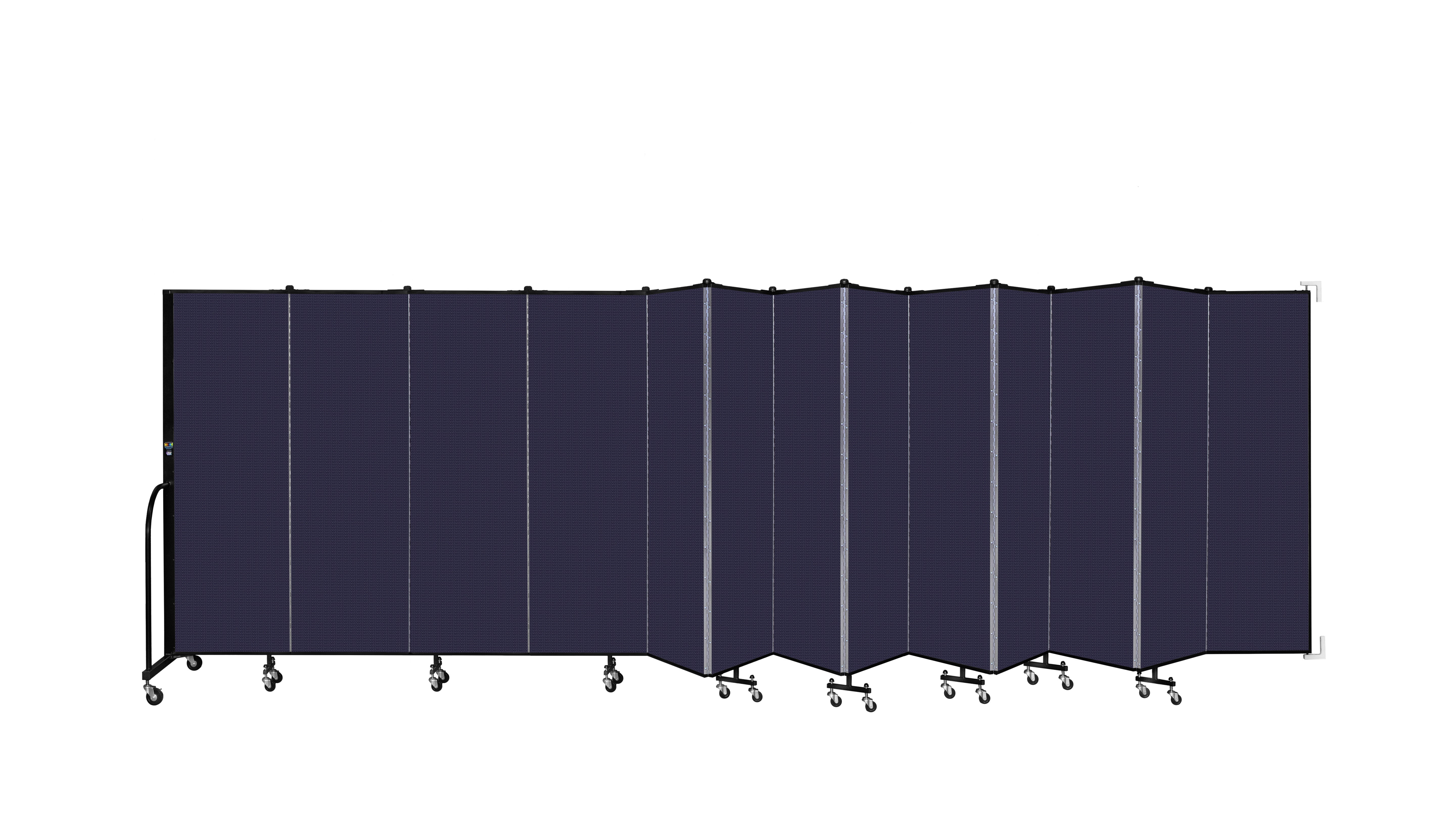 Wallmount Room Divider - 6'H x 23' 10" - 13 Panel, Navy, Fabric