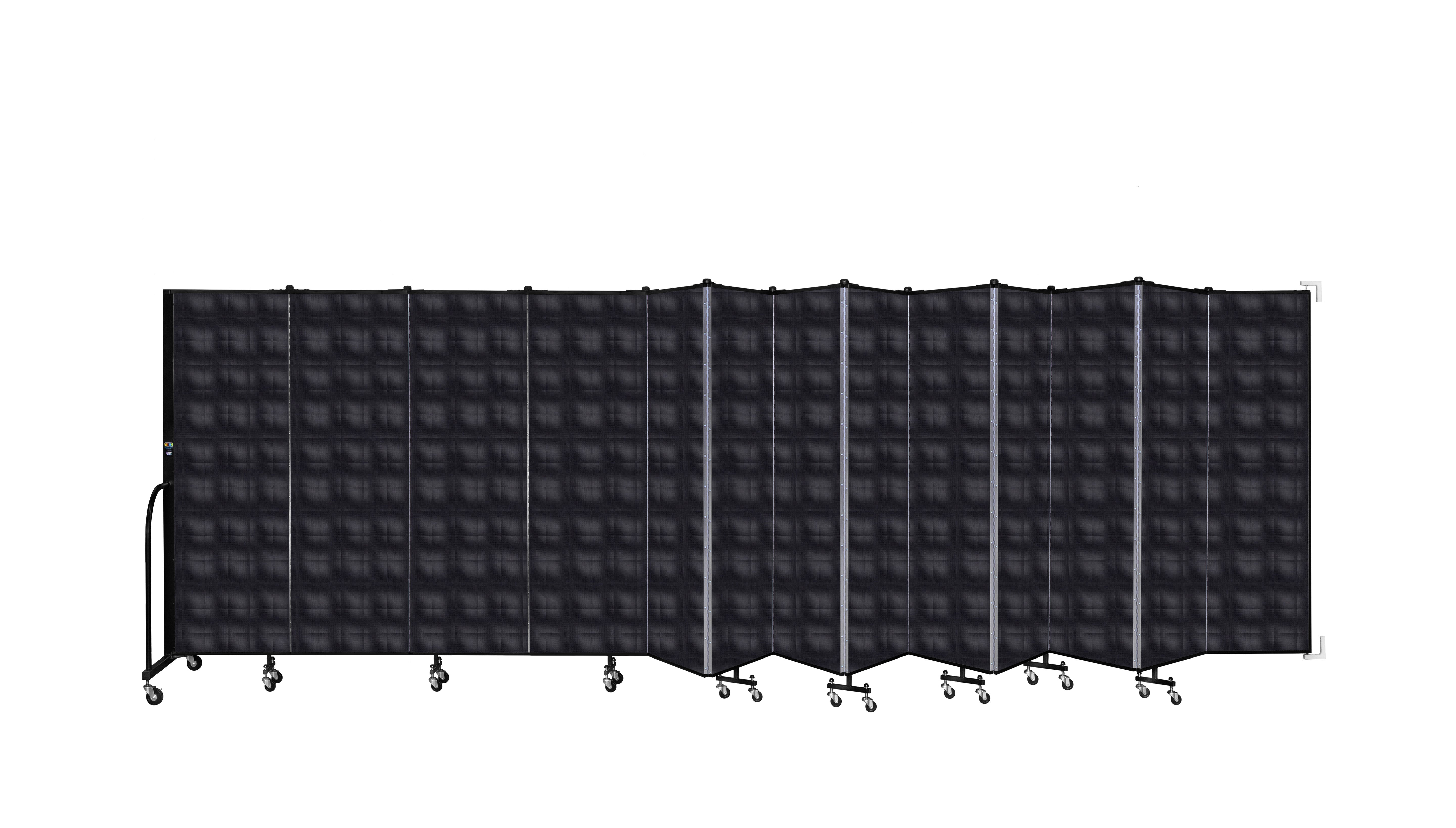 Wallmount Room Divider - 6'H x 23' 10" - 13 Panel, Black, Fabric