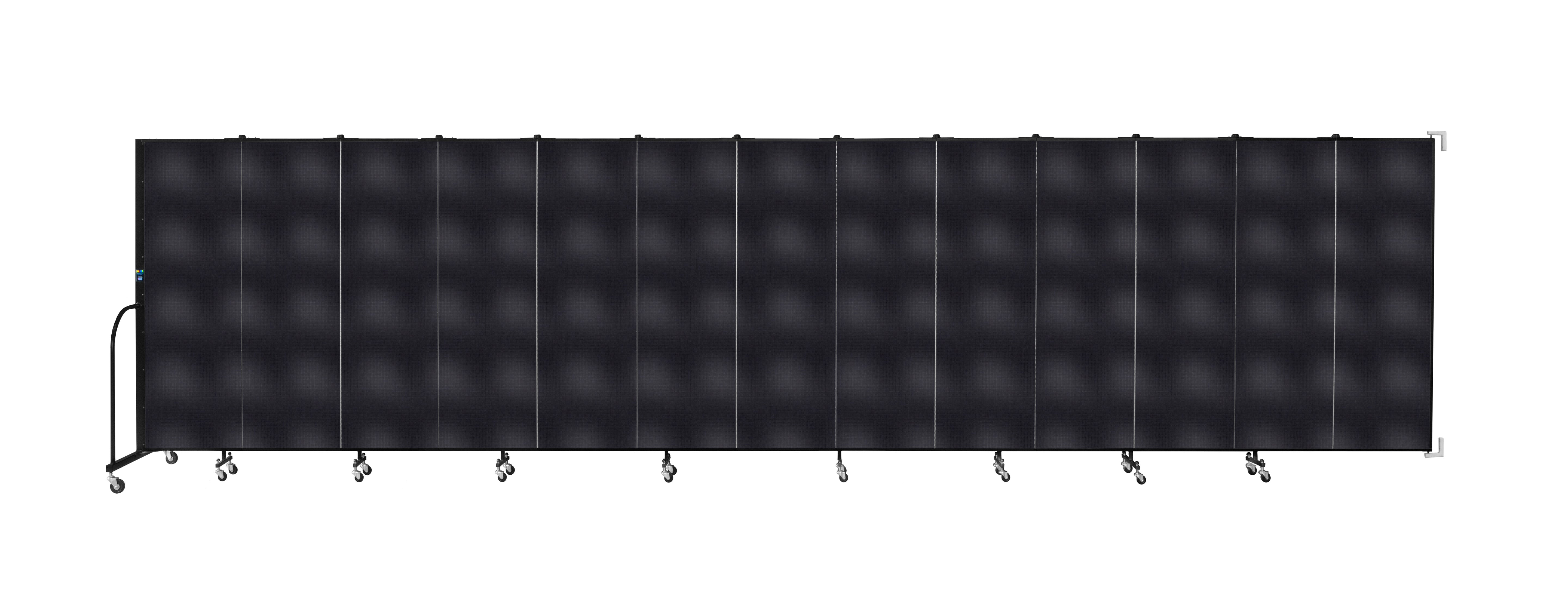 Wallmount Room Divider - 6'H x 23' 10" - 13 Panel, Black, Fabric