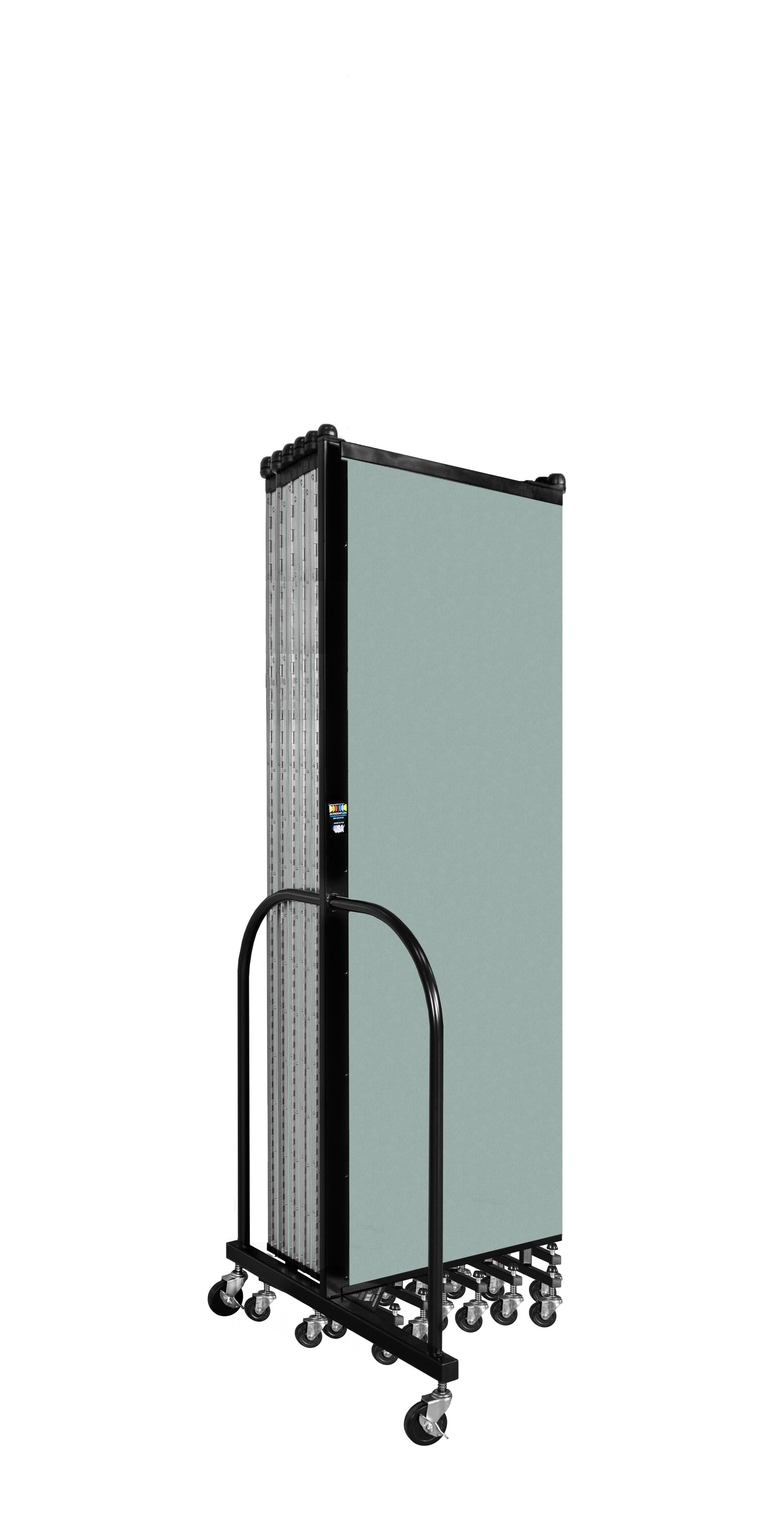 Wallmount Room Divider - 6'H x 23' 10" - 13 Panel, Sea Green, Fabric