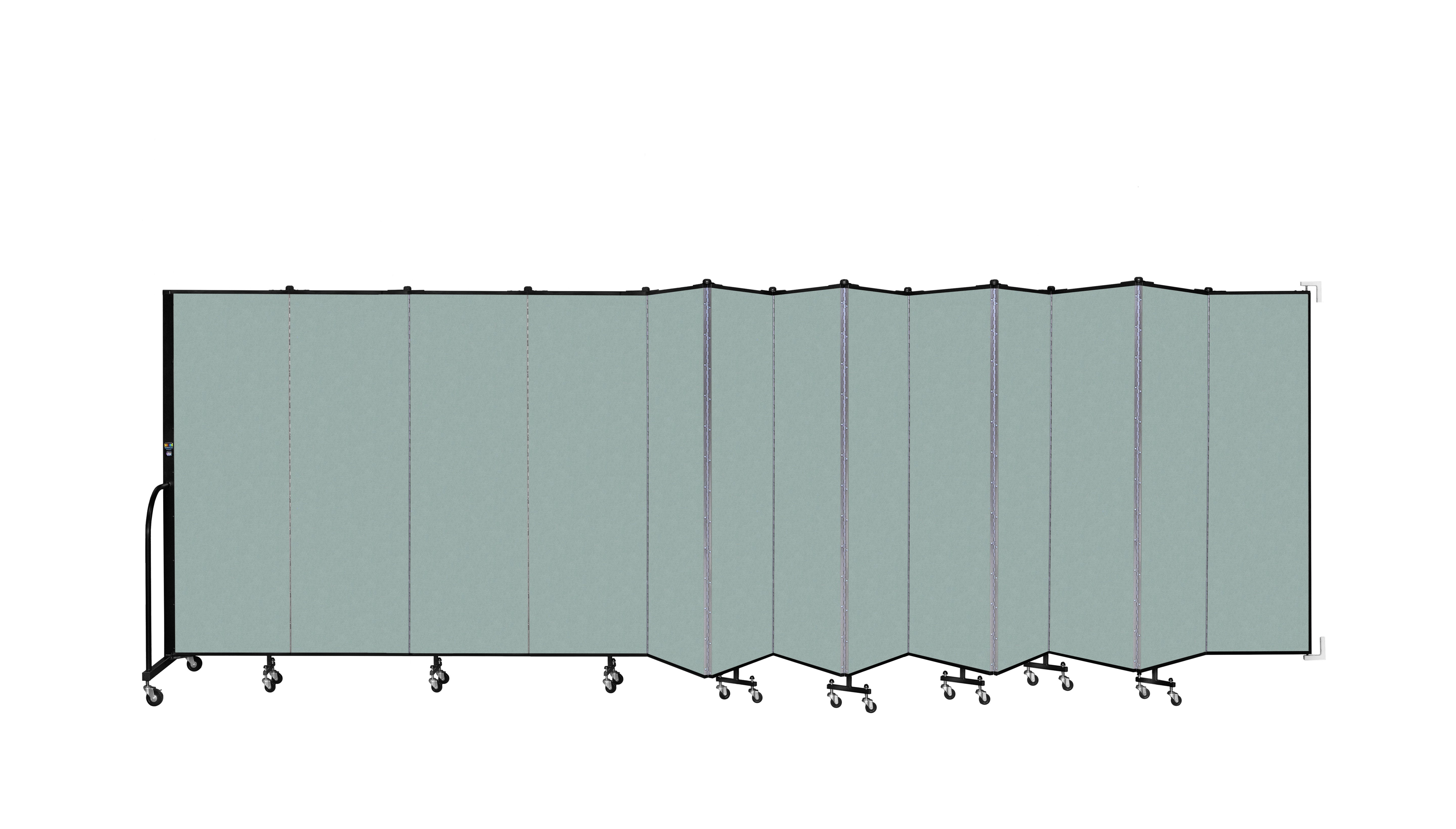 Wallmount Room Divider - 6'H x 23' 10" - 13 Panel, Sea Green, Fabric