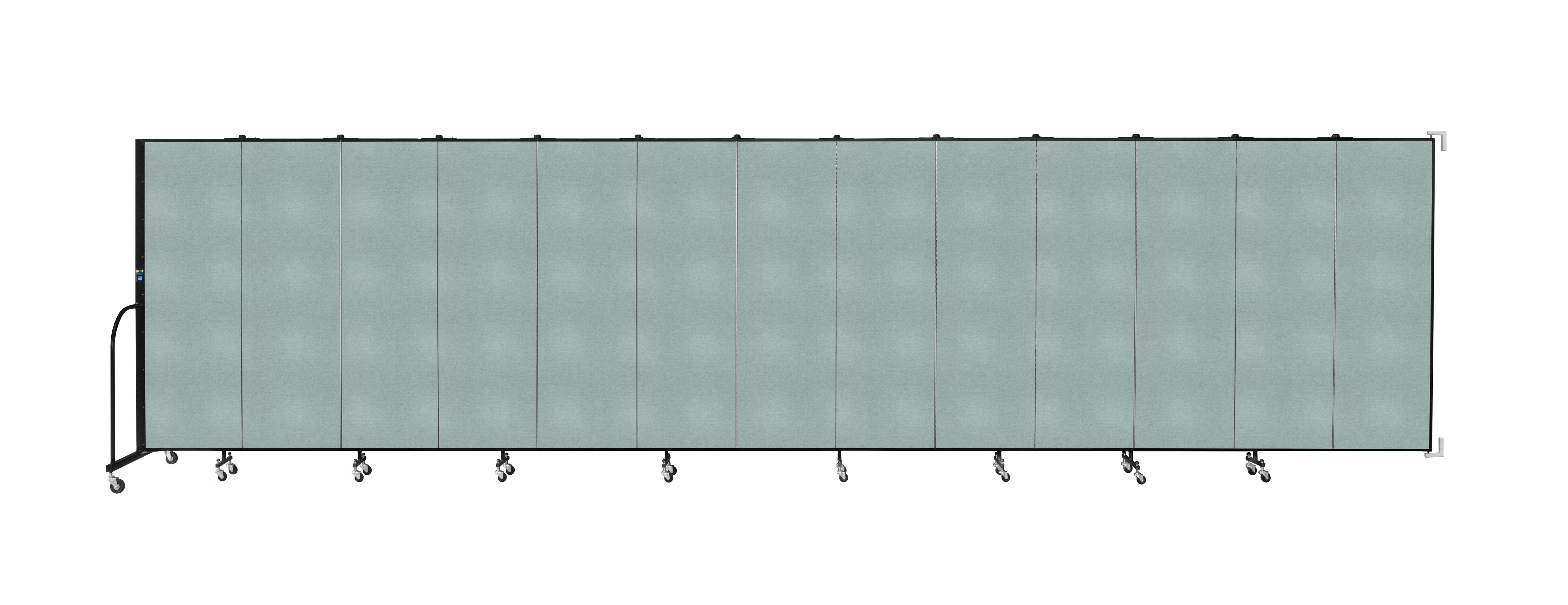 Wallmount Room Divider - 6'H x 23' 10" - 13 Panel, Sea Green, Fabric