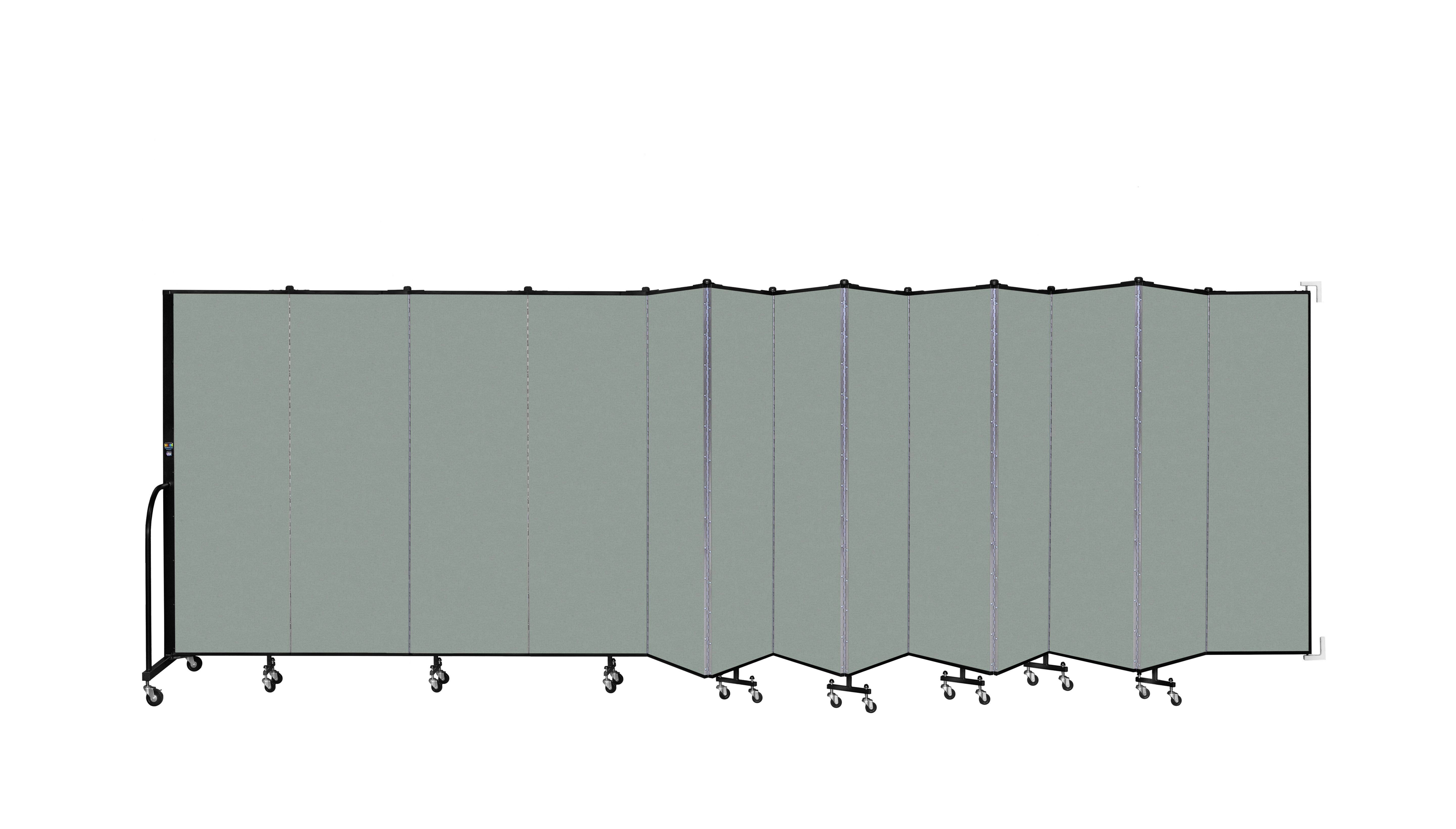 Wallmount Room Divider - 6'H x 23' 10" - 13 Panel, Mint, Vinyl