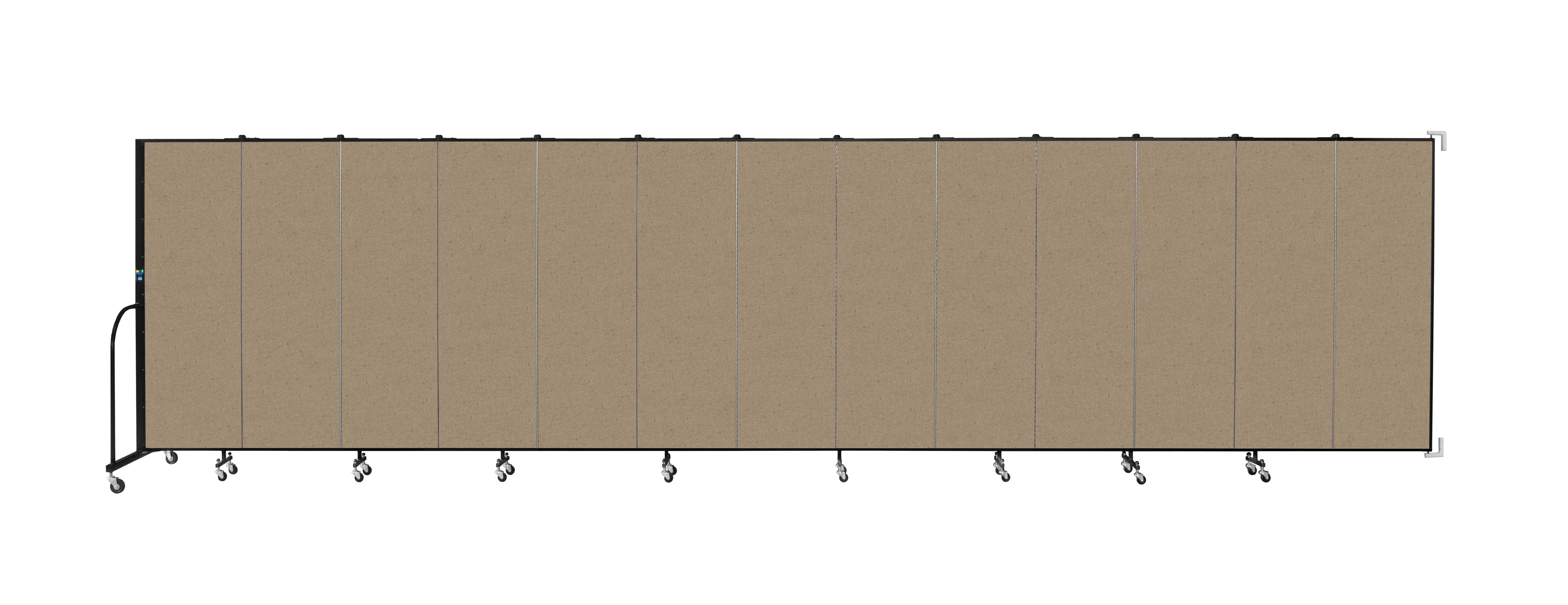 Wallmount Room Divider - 6'H x 23' 10" - 13 Panel, Sandalwood, Vinyl