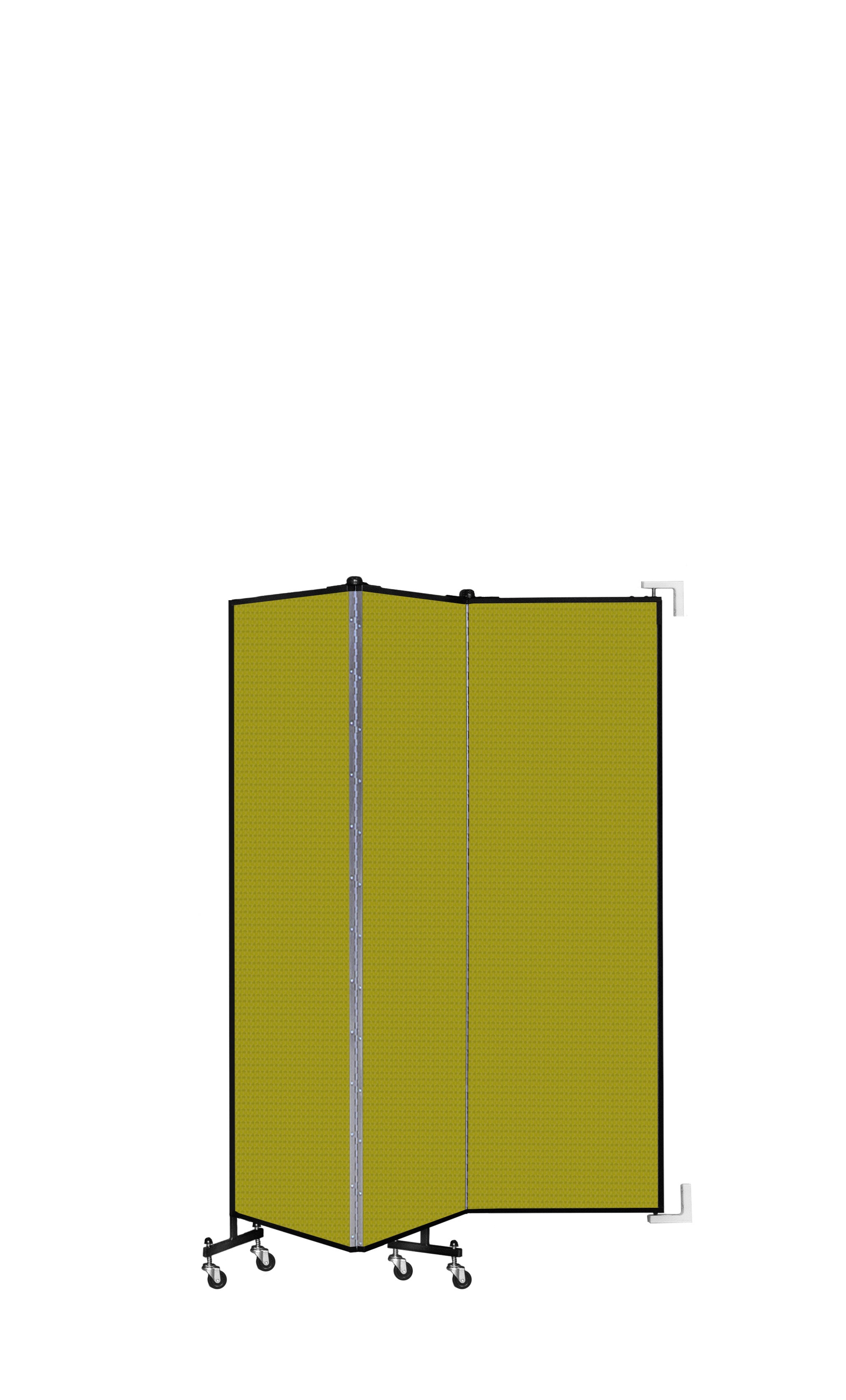 Wallmount Room Divider - 6'H x 5' 6"L - 3 Panel, Apple Green, Fabric