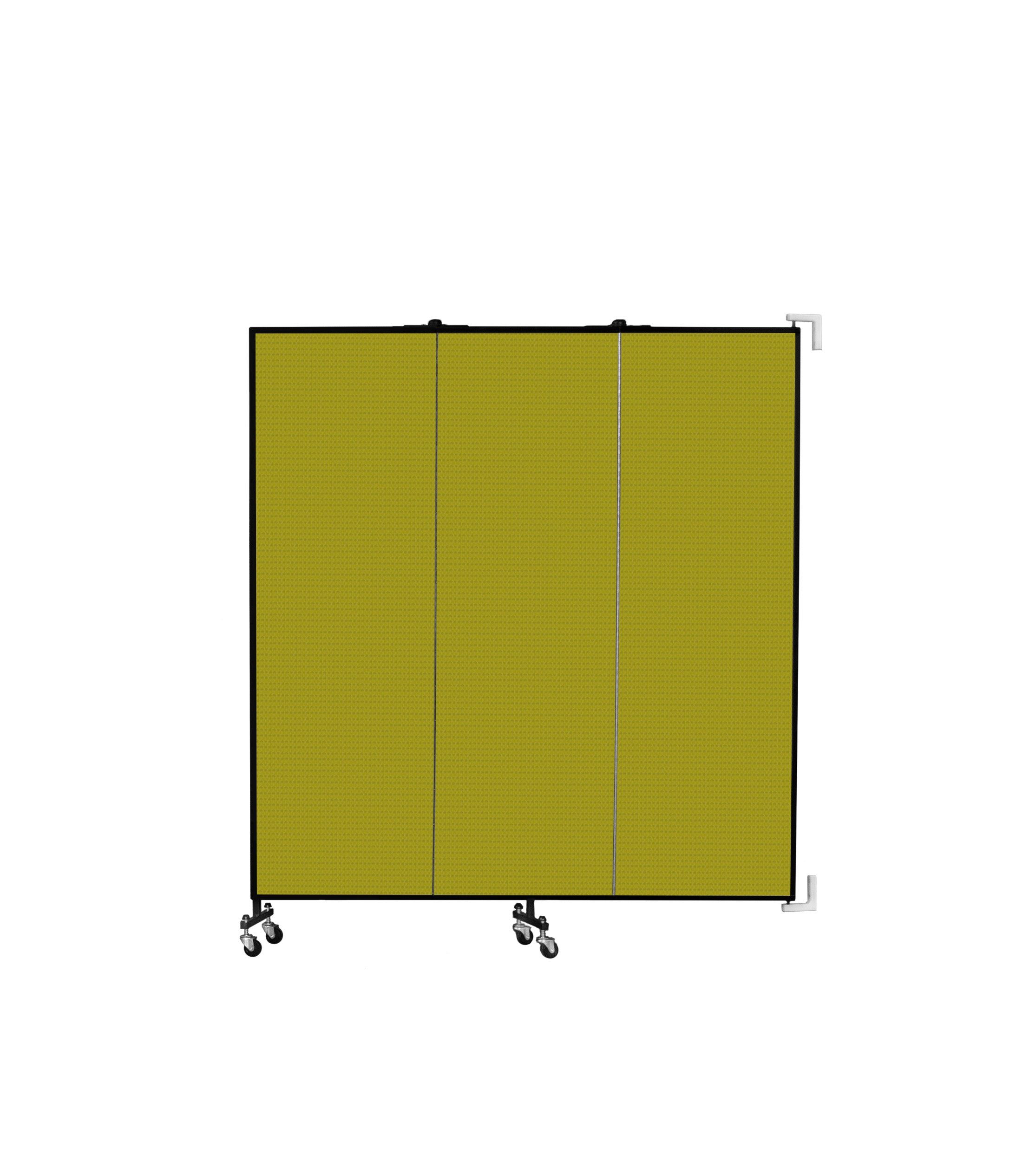 Wallmount Room Divider - 6'H x 5' 6"L - 3 Panel, Apple Green, Fabric