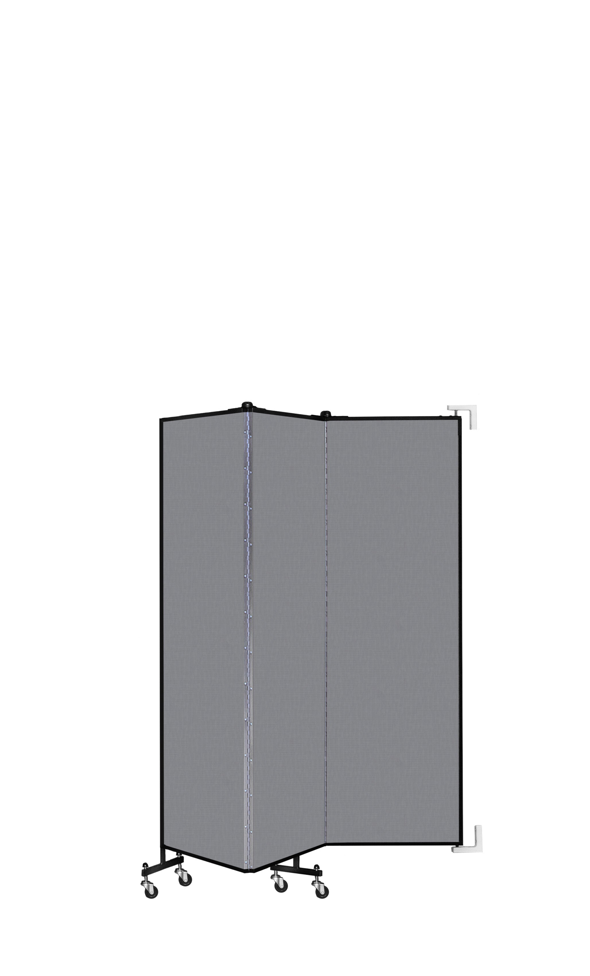 Wallmount Room Divider - 6'H x 5' 6"L - 3 Panel, Stone, Fabric