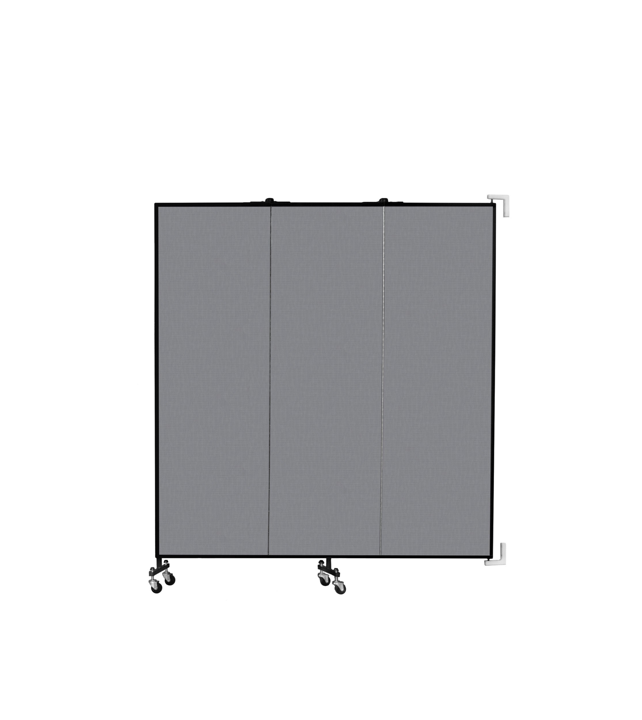 Wallmount Room Divider - 6'H x 5' 6"L - 3 Panel, Stone, Fabric