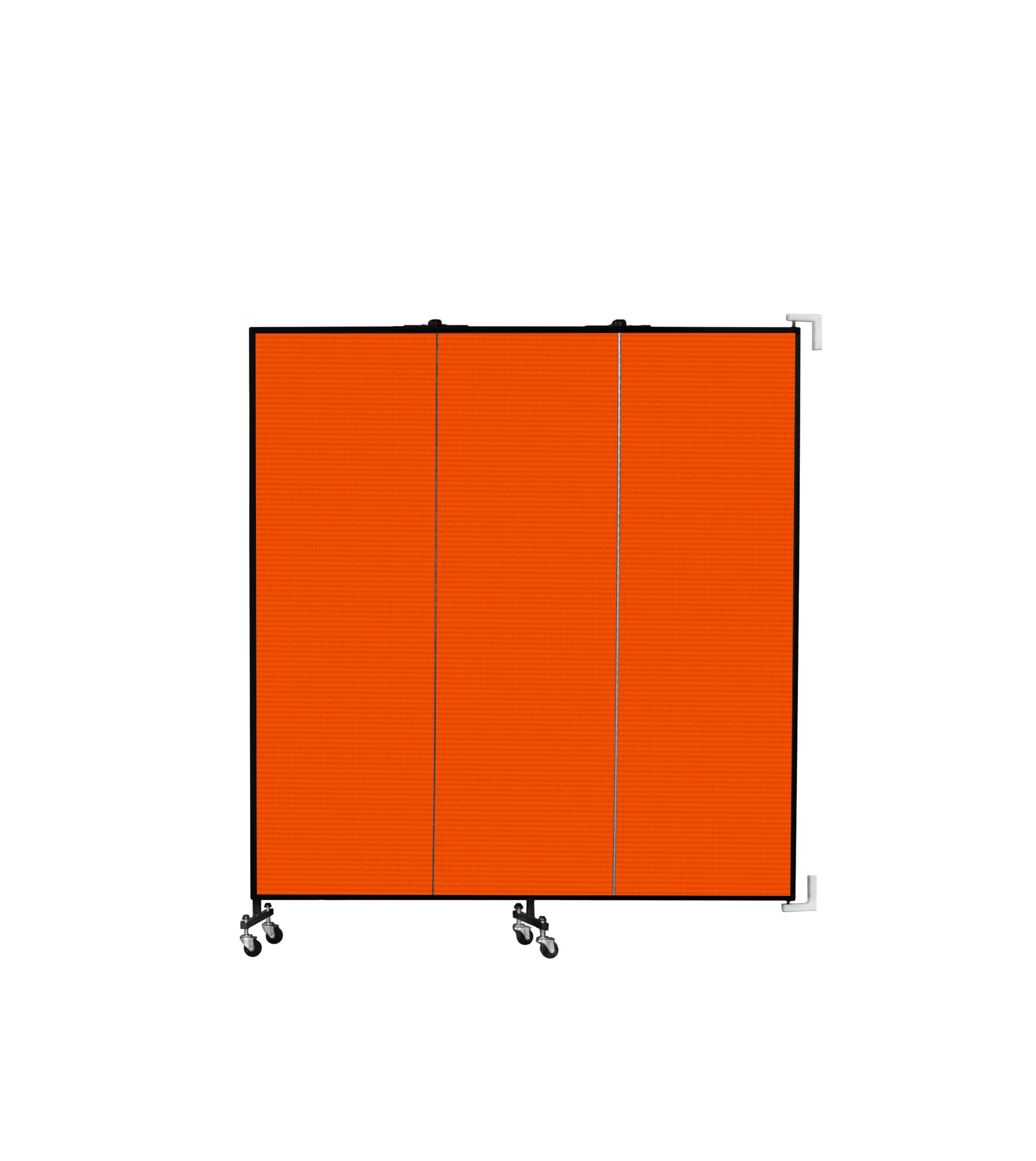 Wallmount Room Divider - 6'H x 5' 6"L - 3 Panel, Orange, Fabric