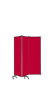 Wallmount Room Divider - 6'H x 5' 6"L - 3 Panel, Primary Red, Fabric