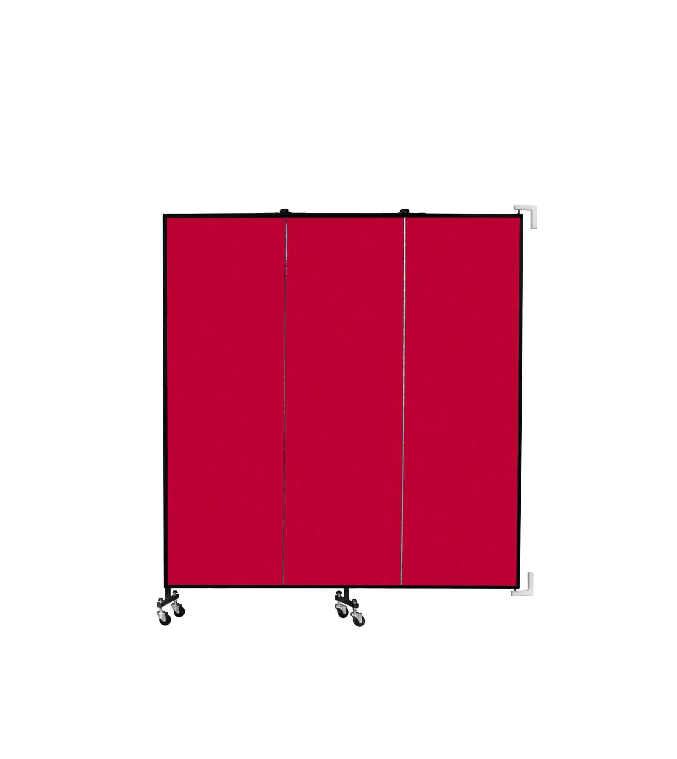 Wallmount Room Divider - 6'H x 5' 6"L - 3 Panel, Primary Red, Fabric