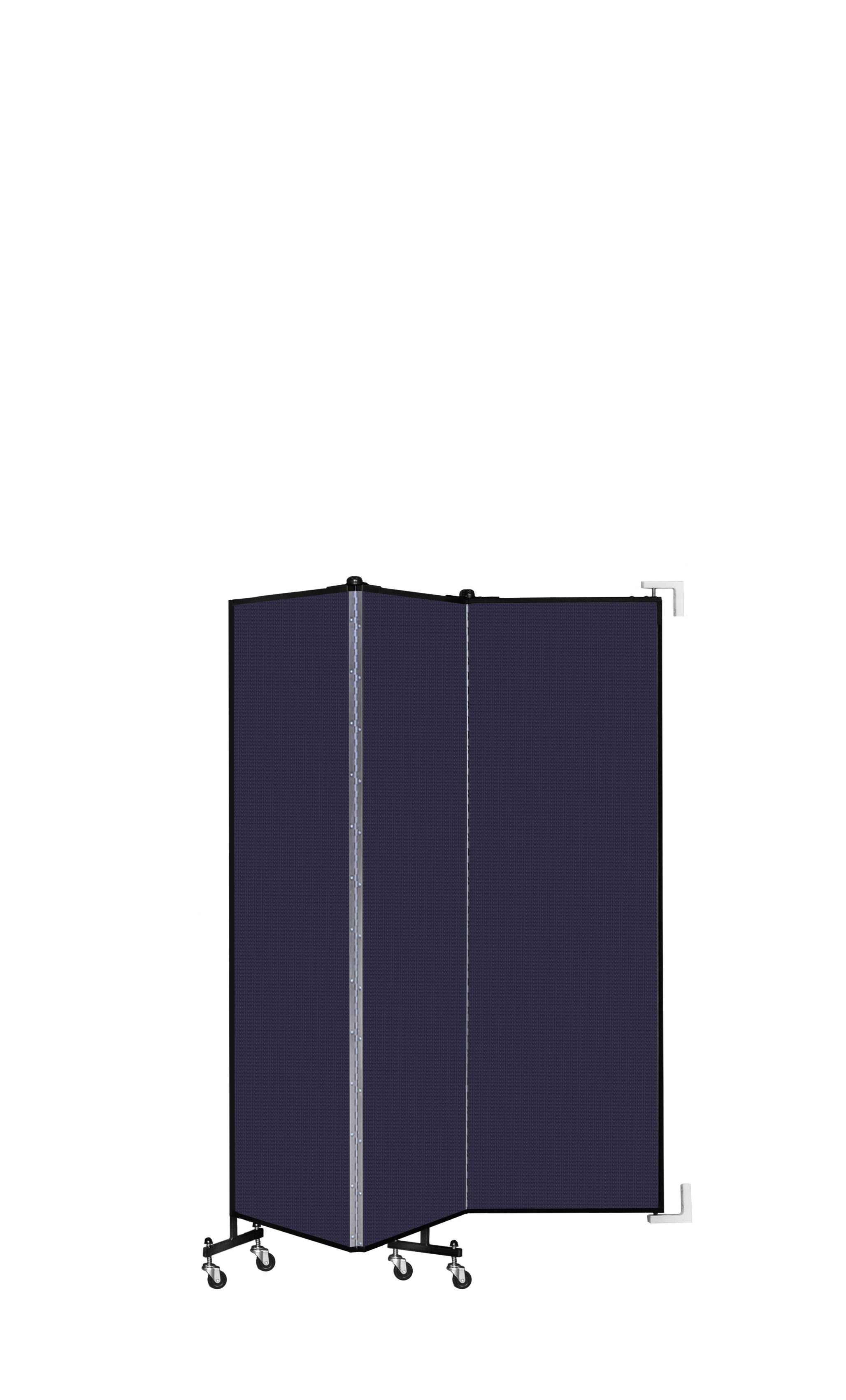 Wallmount Room Divider - 6'H x 5' 6"L - 3 Panel, Navy, Fabric
