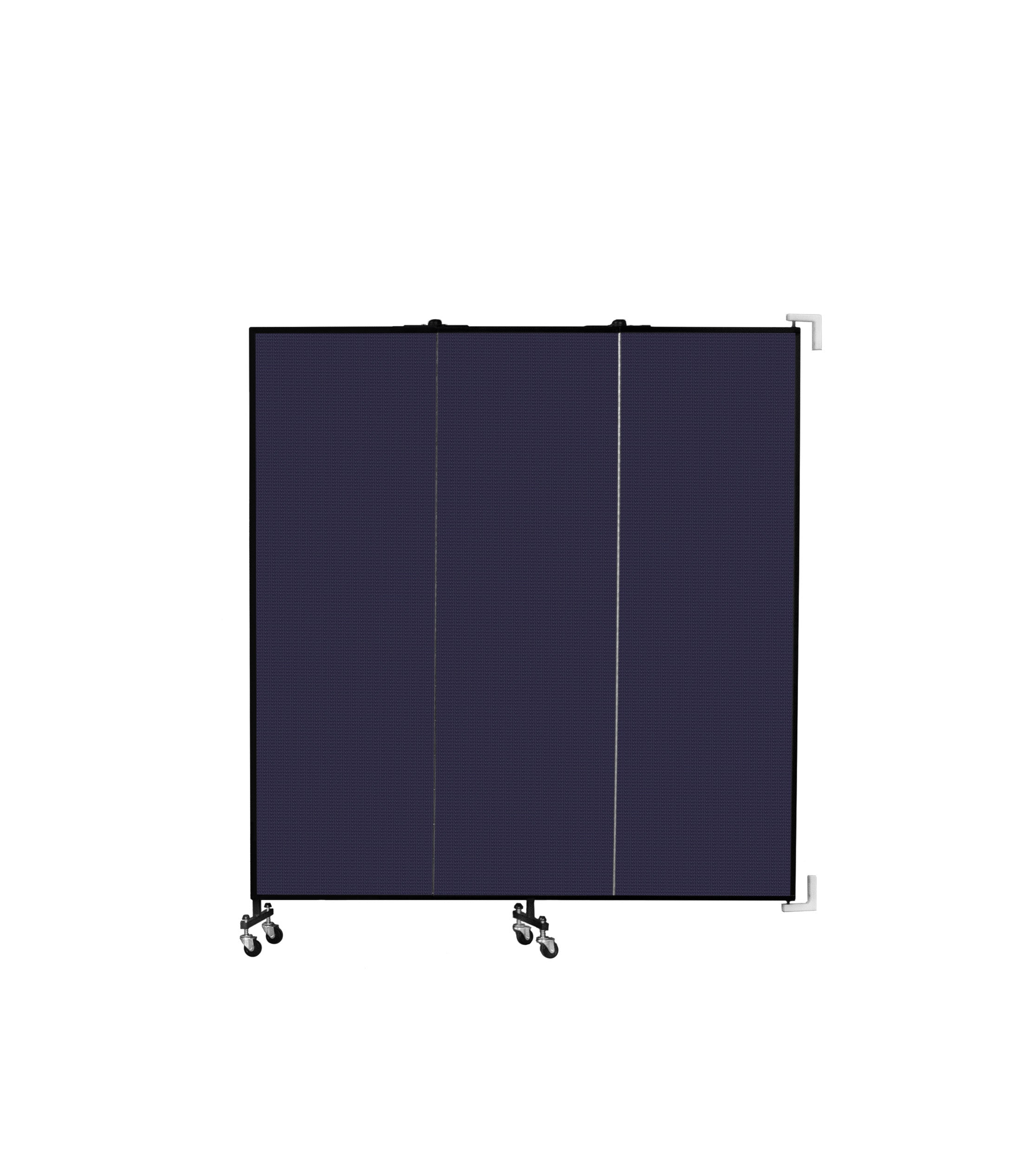 Wallmount Room Divider - 6'H x 5' 6"L - 3 Panel, Navy, Fabric