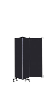 Wallmount Room Divider - 6'H x 5' 6"L - 3 Panel, Black, Fabric