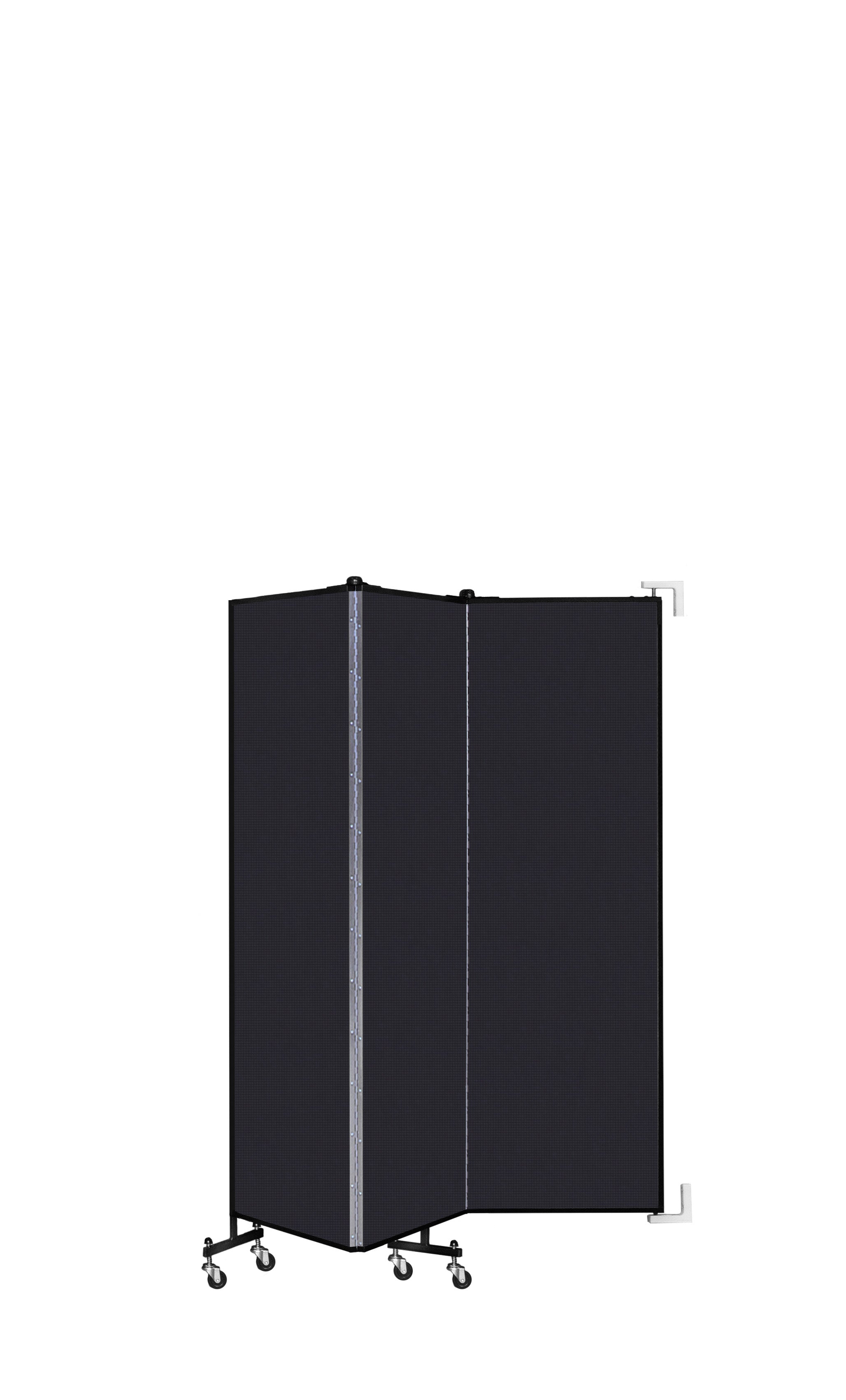 Wallmount Room Divider - 6'H x 5' 6"L - 3 Panel, Black, Fabric